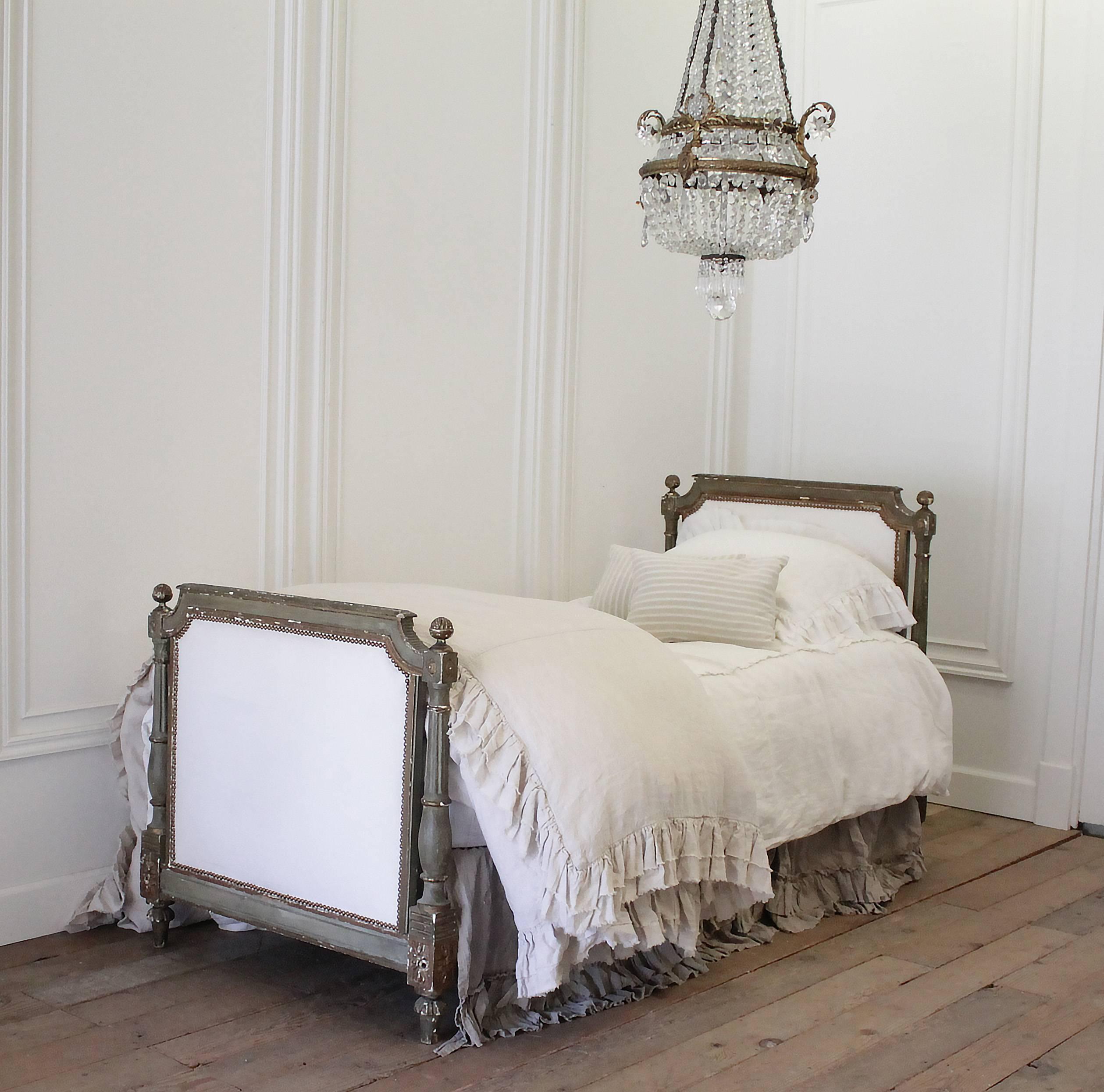 French 19th Century Painted and Upholstered Louis XVI Style Bed