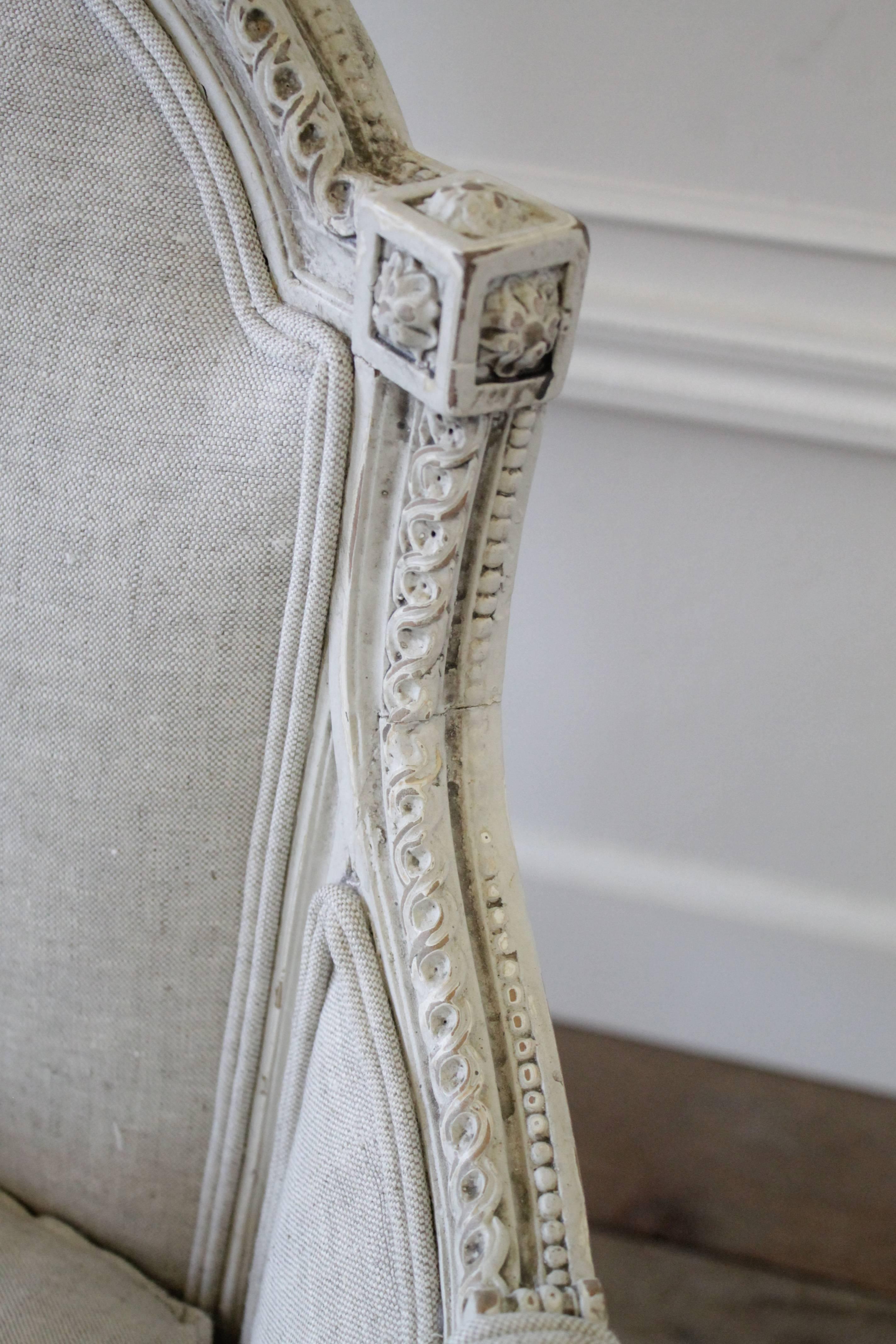 20th Century Antique French Louis XVI Style Chair in Natural Linen 2