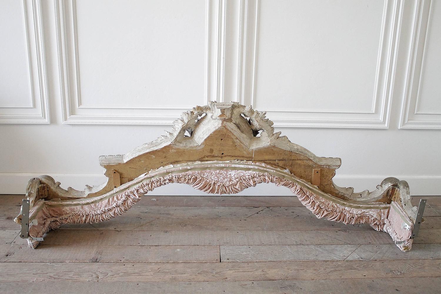 19th Century French Gilded and Carved Bed Corona Cornice For Sale at