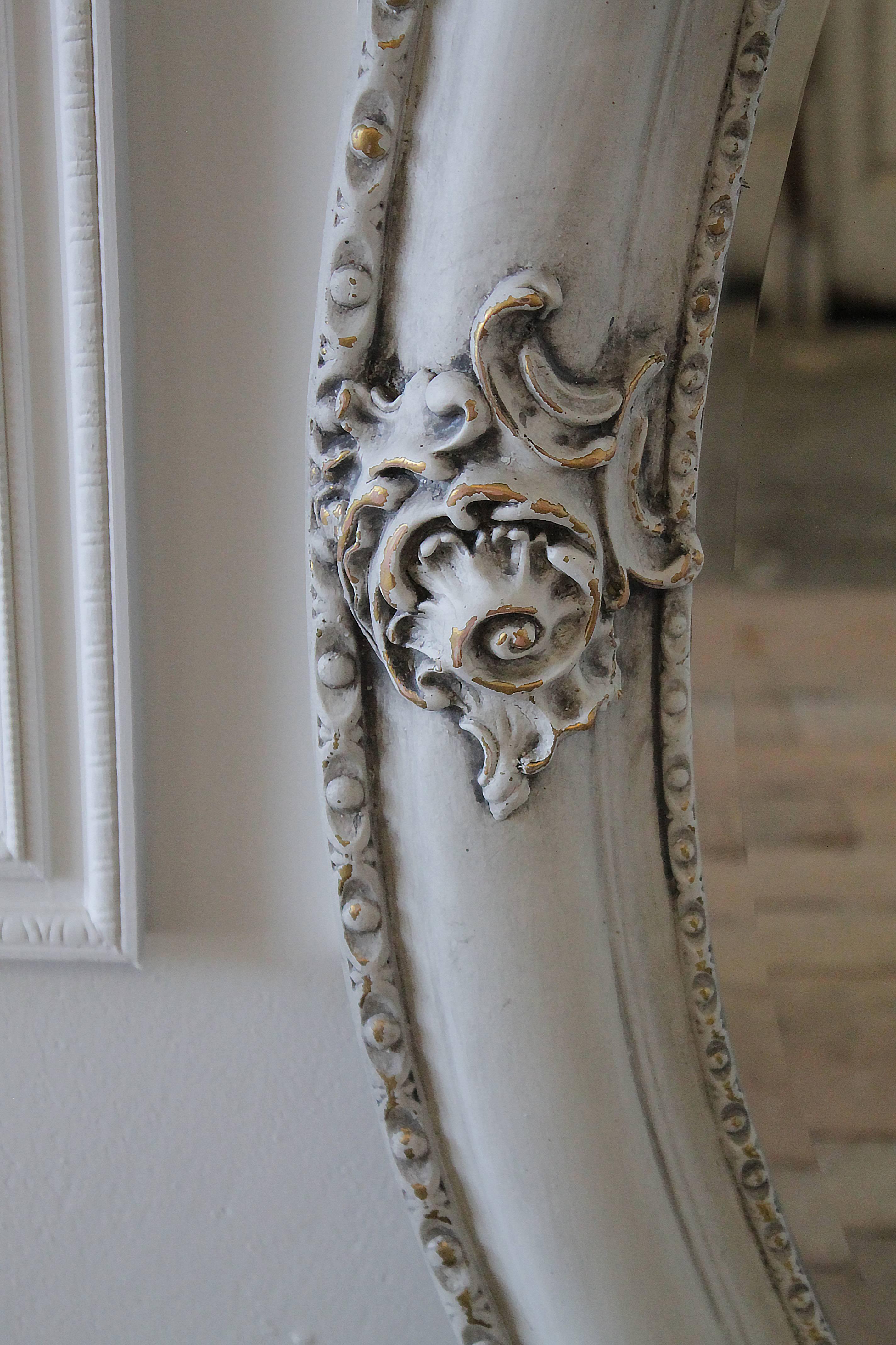 20th Century Carved and Painted Mirror with Roses In Good Condition In Brea, CA