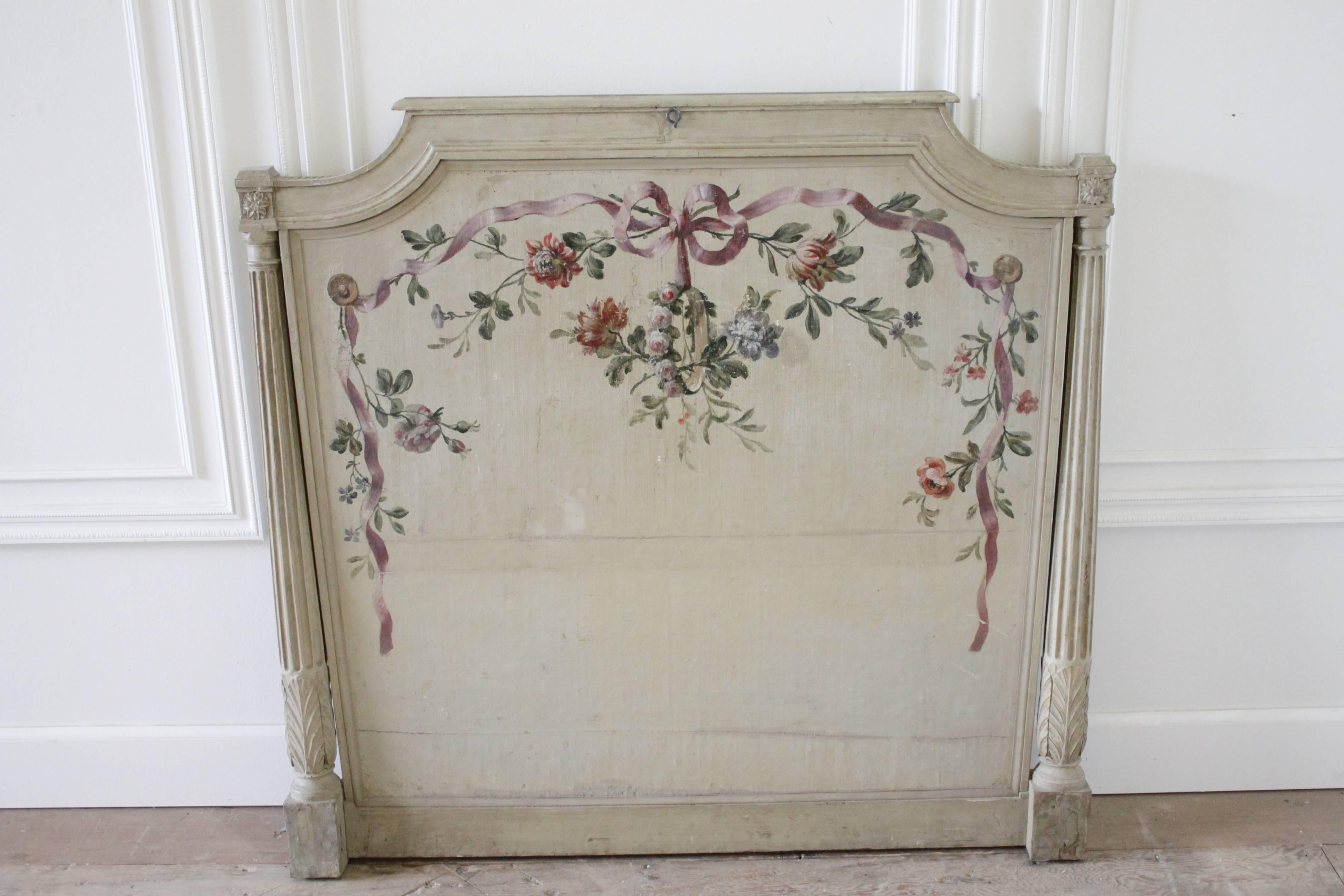 19th Century French Louis XVI Hand-Painted Plaque or Headboard In Good Condition In Brea, CA