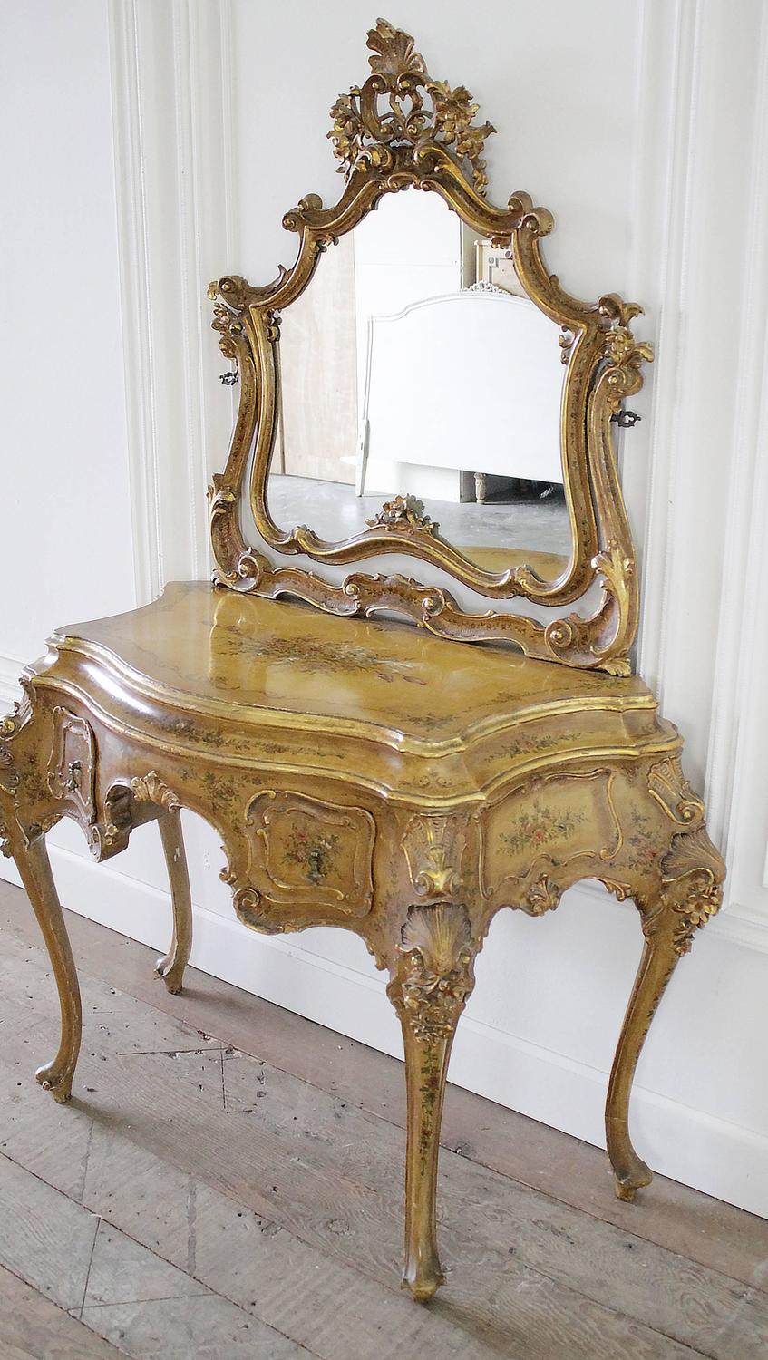 20th Century Italian Polychrome Vanity in the Rococo Style at 1stdibs