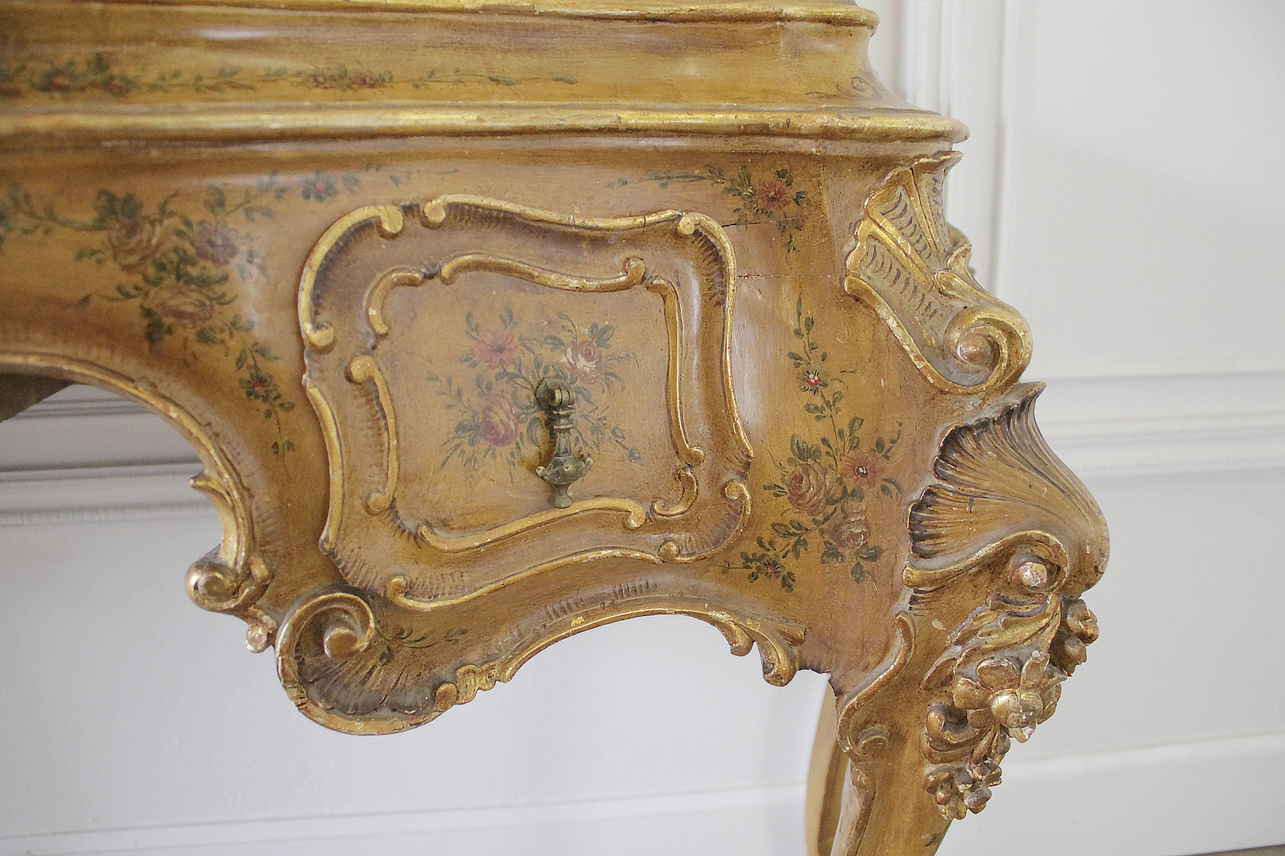 20th Century Italian Polychrome Vanity in the Rococo Style In Good Condition In Brea, CA
