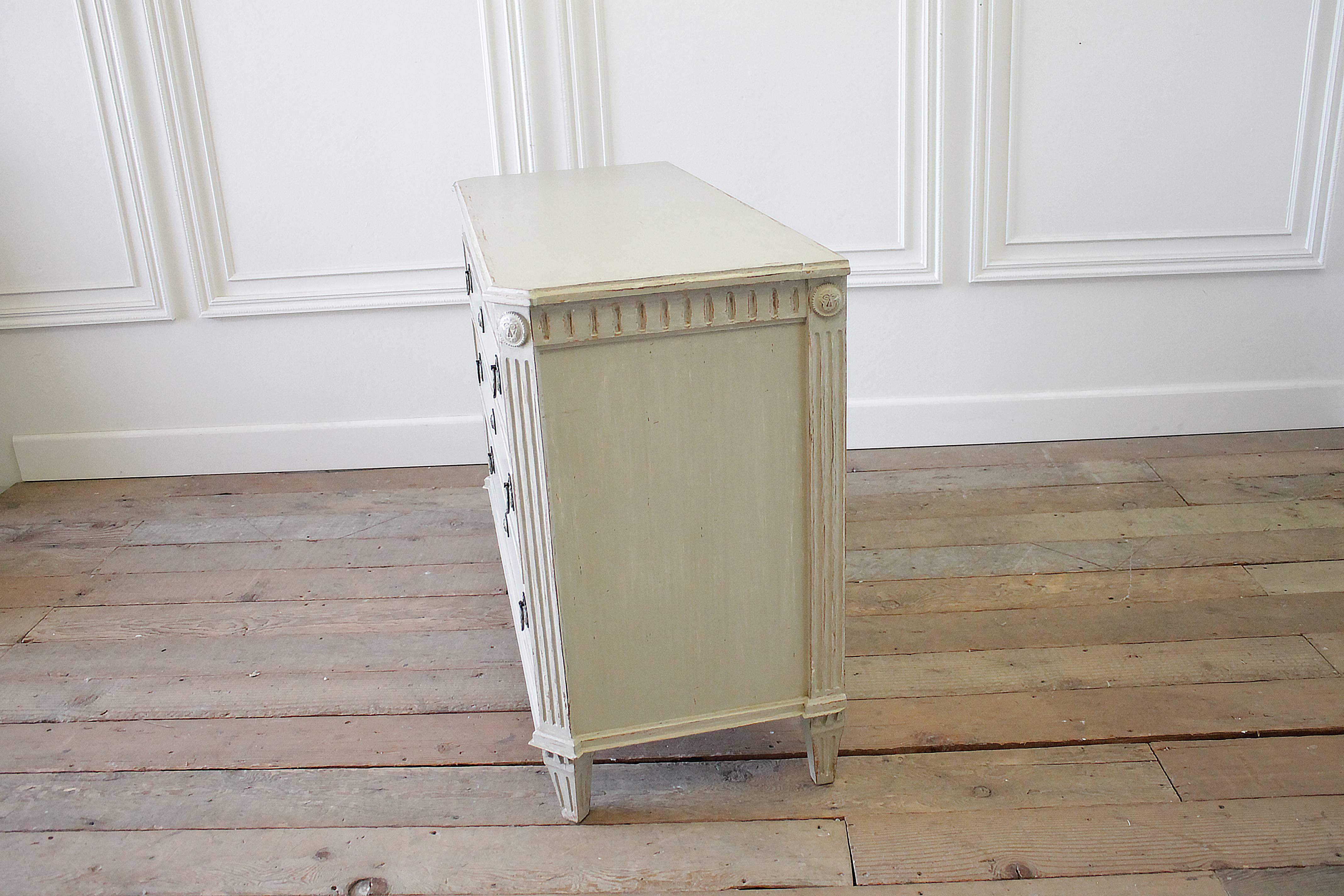 19th Century Swedish Painted Gustavian Style Chest of Drawers In Good Condition In Brea, CA