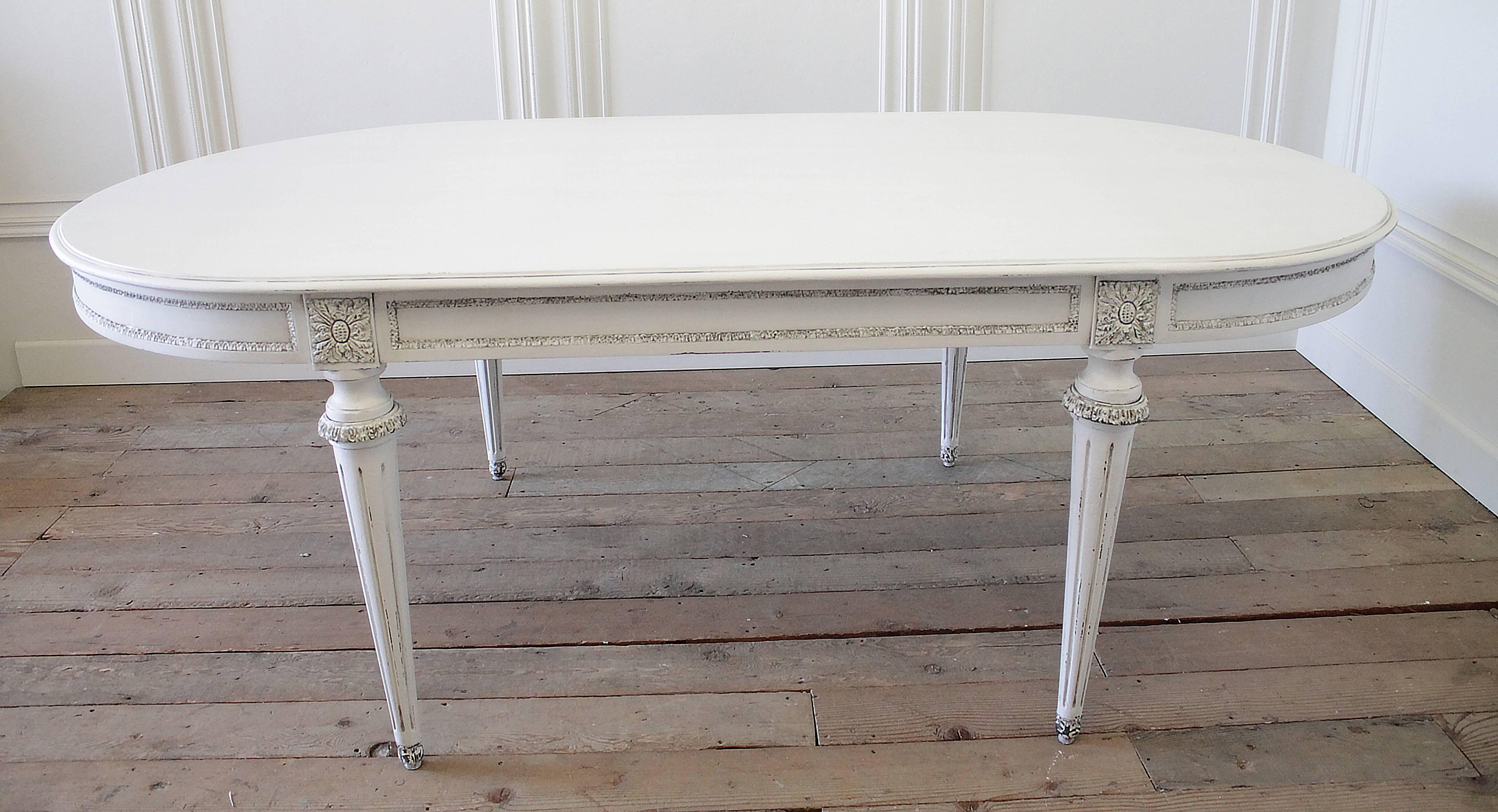 Wood Louis XVI Style Painted Dining Table