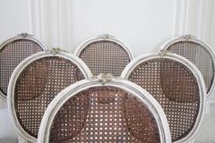 Set of Six 19th Century French Louis XVI Cane Back Dining Chairs