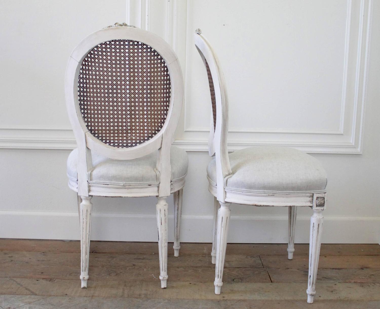 Set of Six 19th Century French Louis XVI Cane Back Dining Chairs For Sale at 1stdibs