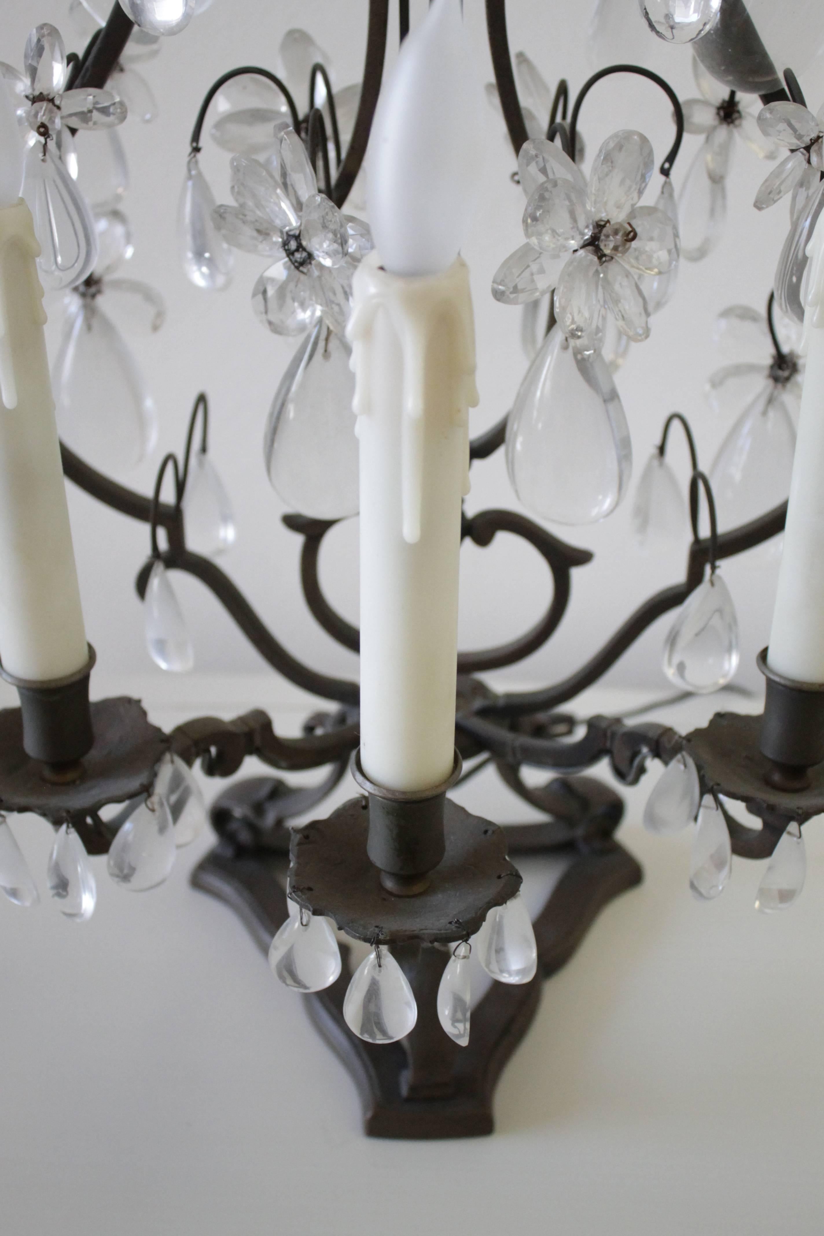 19th Century Bronze and Crystal Candelabra For Sale 2