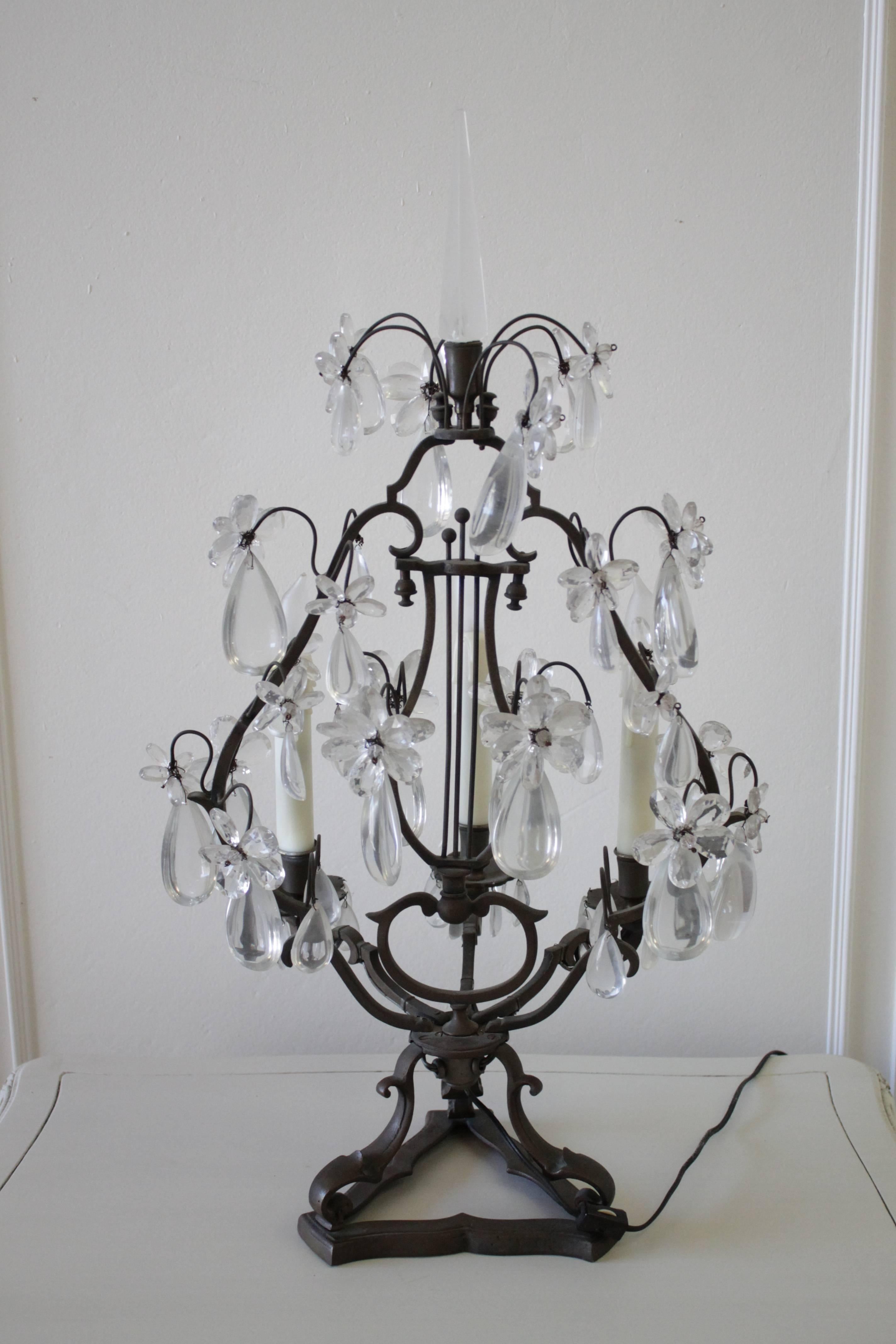 19th Century Bronze and Crystal Candelabra For Sale 5