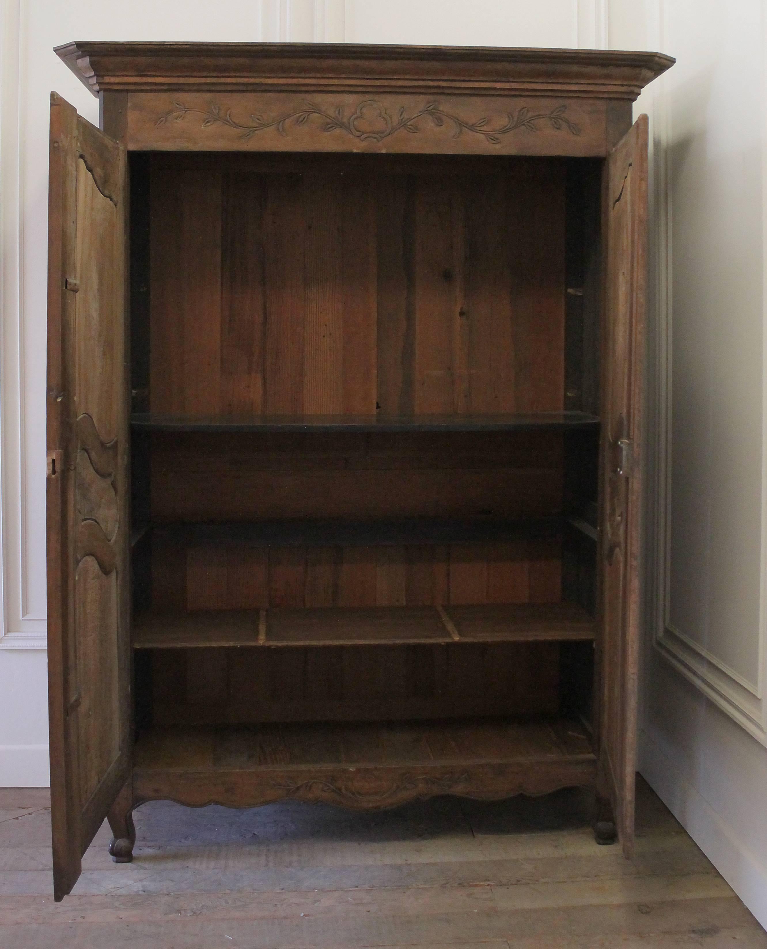 French Louis XV Carved Cherrywood Armoire 1