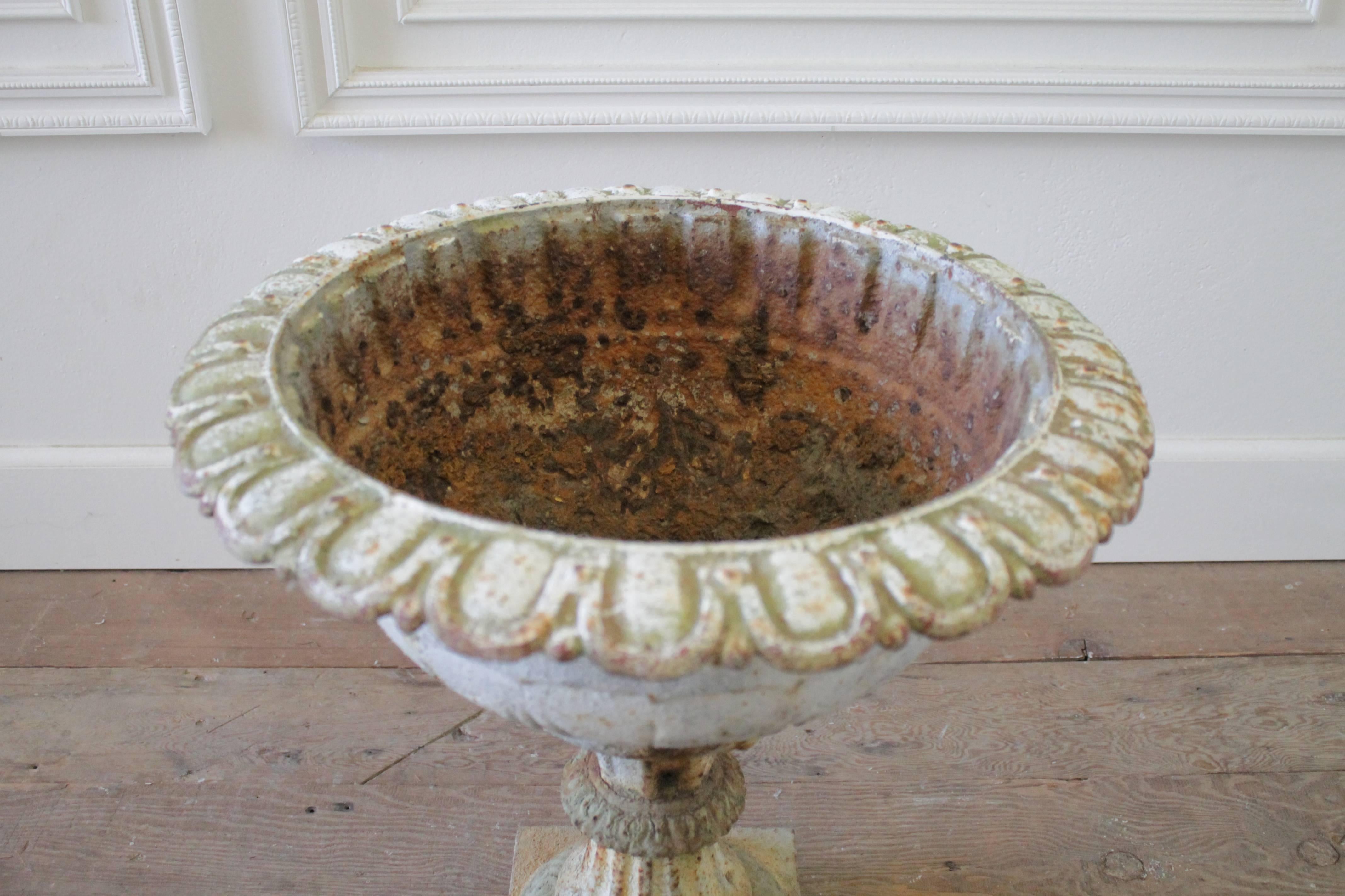 19th Century French Scalloped Rim Urn In Good Condition In Brea, CA