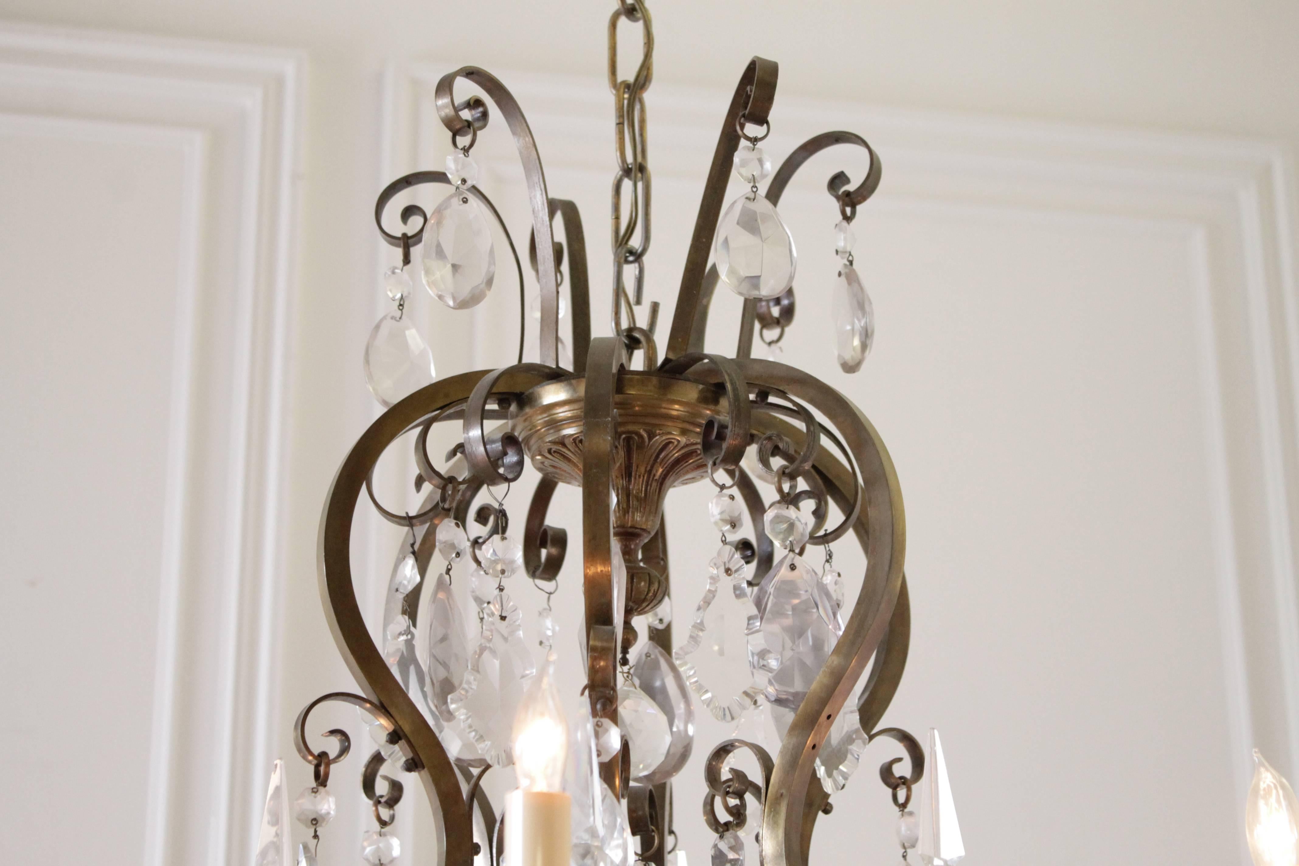 Large French Bronze and Crystal Chandelier with 18 Lights In Good Condition In Brea, CA