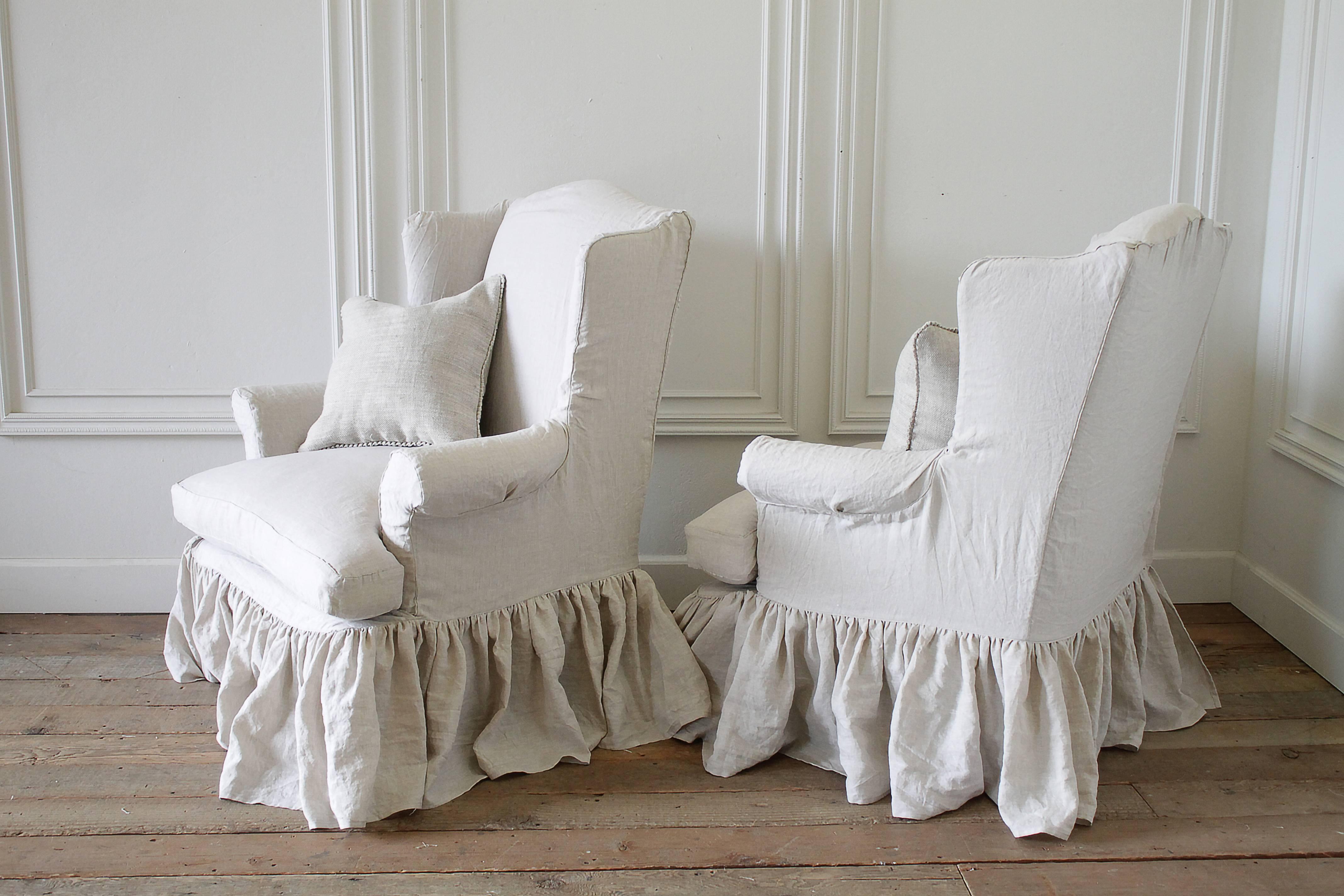 linen slipcovers for wingback chairs