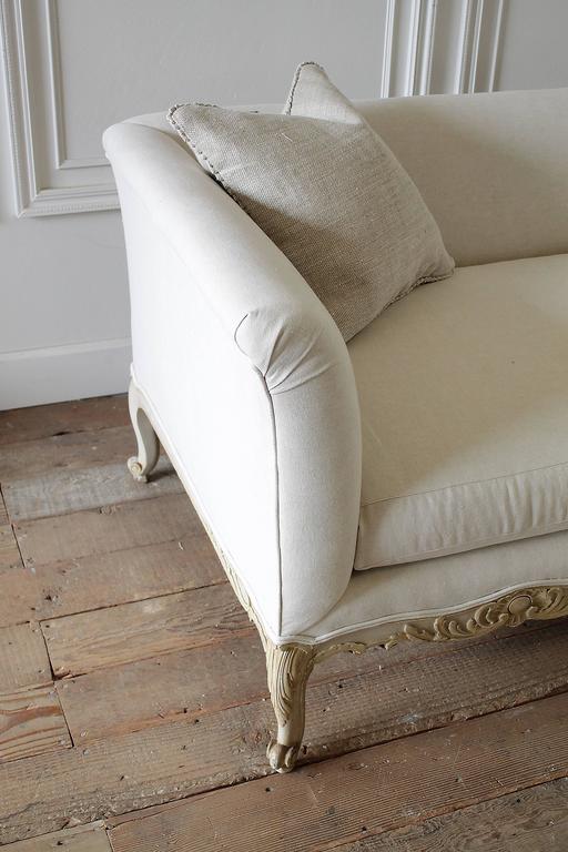 Antique Painted French Country Louis XV Style Sofa Settee in Irish