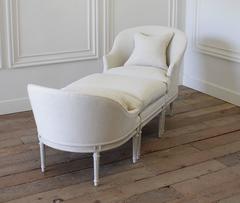 Late 19th Century French Louis XVI Style Carved and Painted Duchesse Brisee