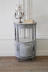 19th Century Painted Demilune Console Table with Marble Tops