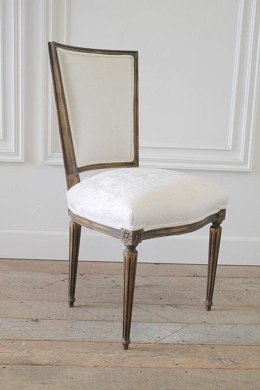 Antique Louis XVI French Desk Chair in White Velvet at 1stDibs