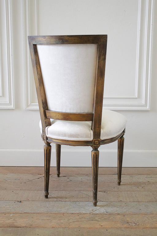 Antique Louis XVI French Desk Chair in White Velvet at 1stDibs