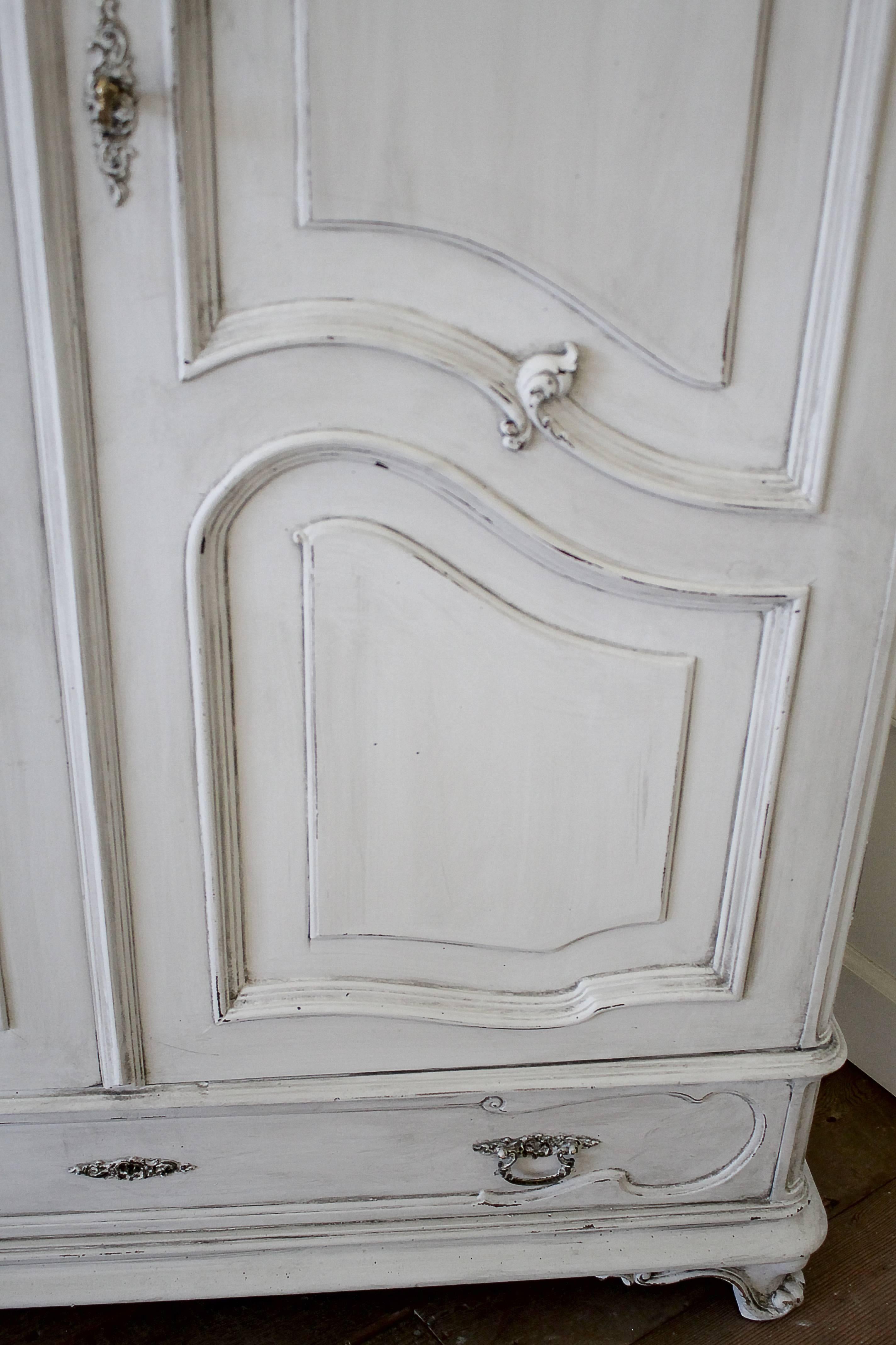 Louis XV Antique French Style Armoire with Painted Finish