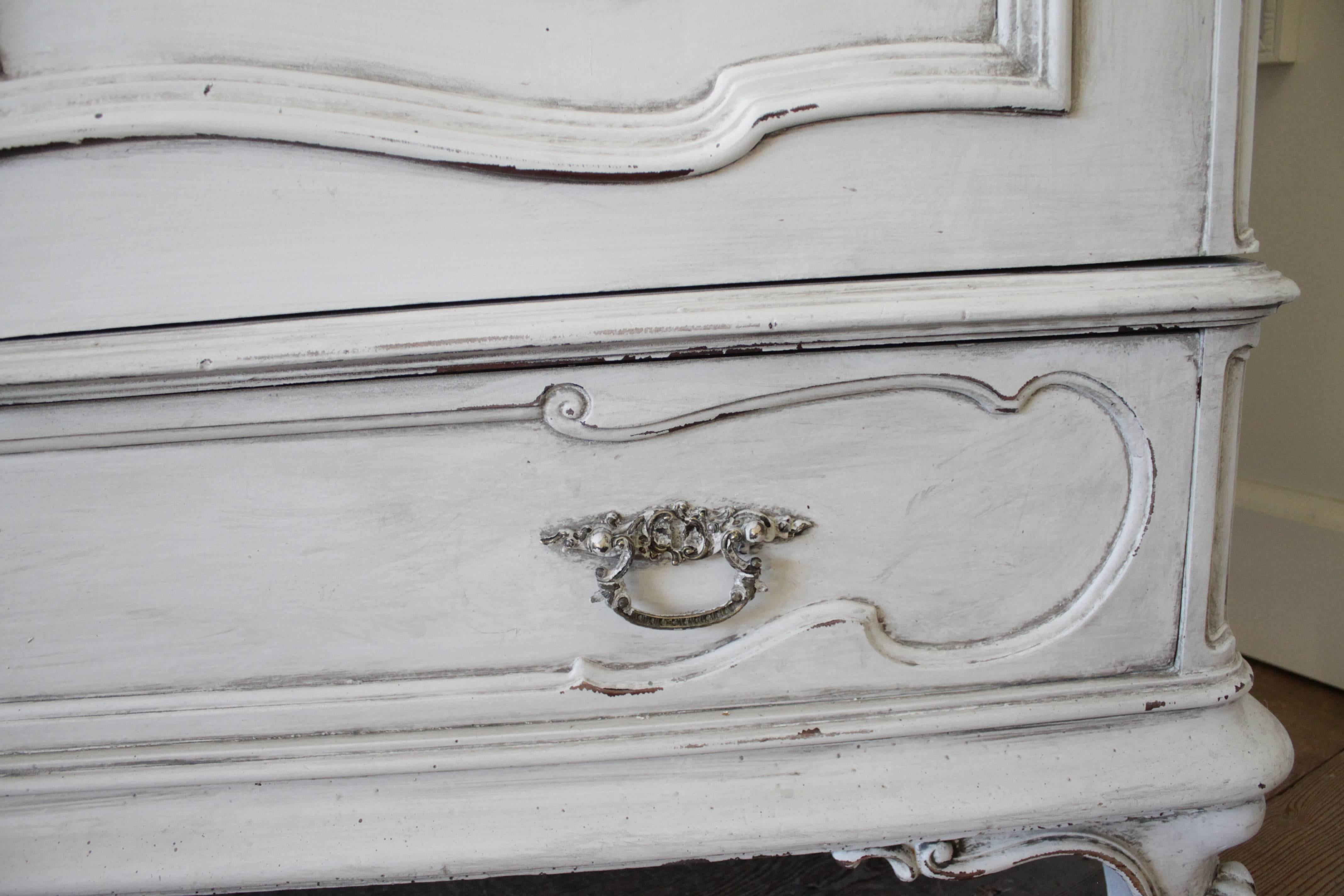 Antique French Style Armoire with Painted Finish In Good Condition In Brea, CA