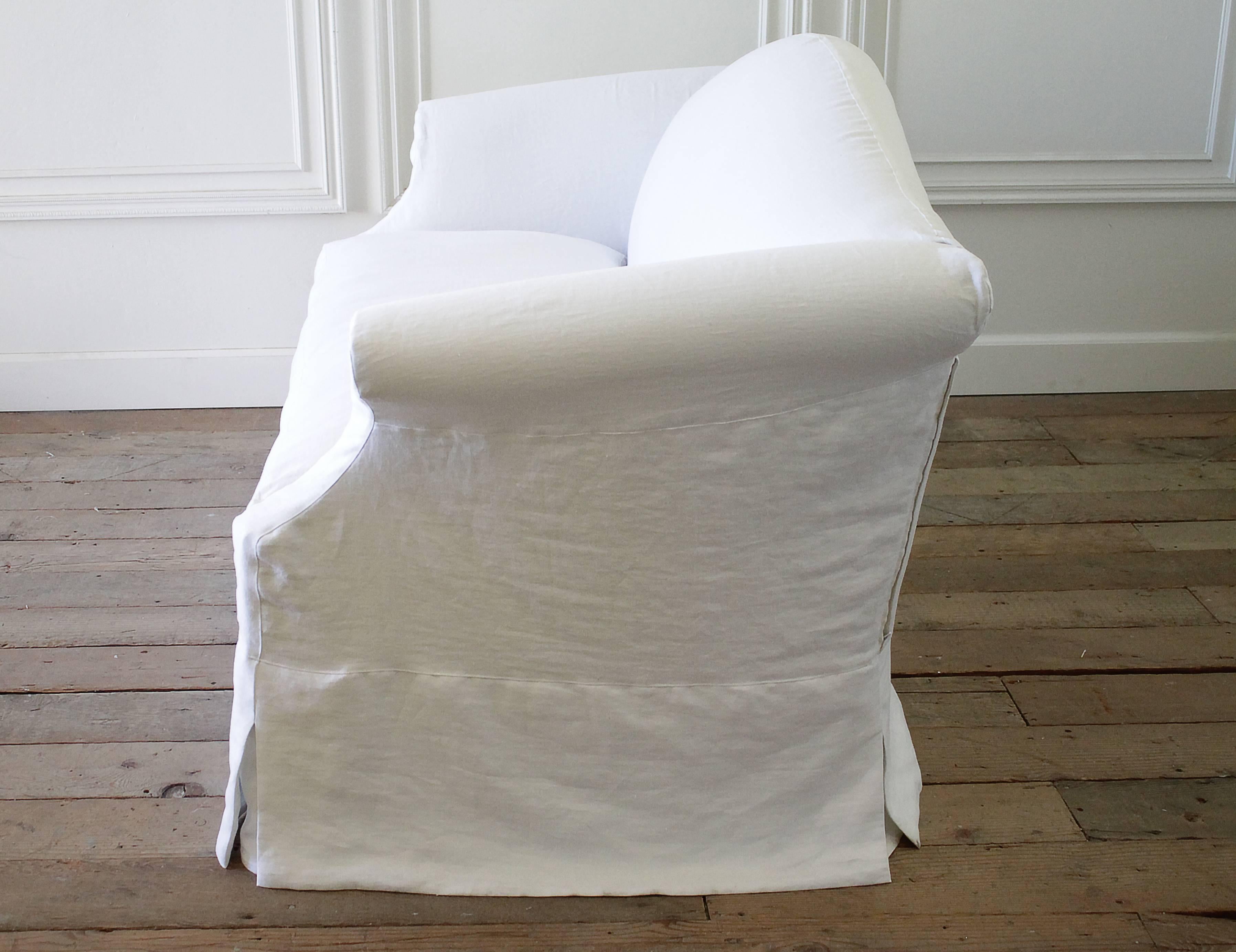 white linen loveseat