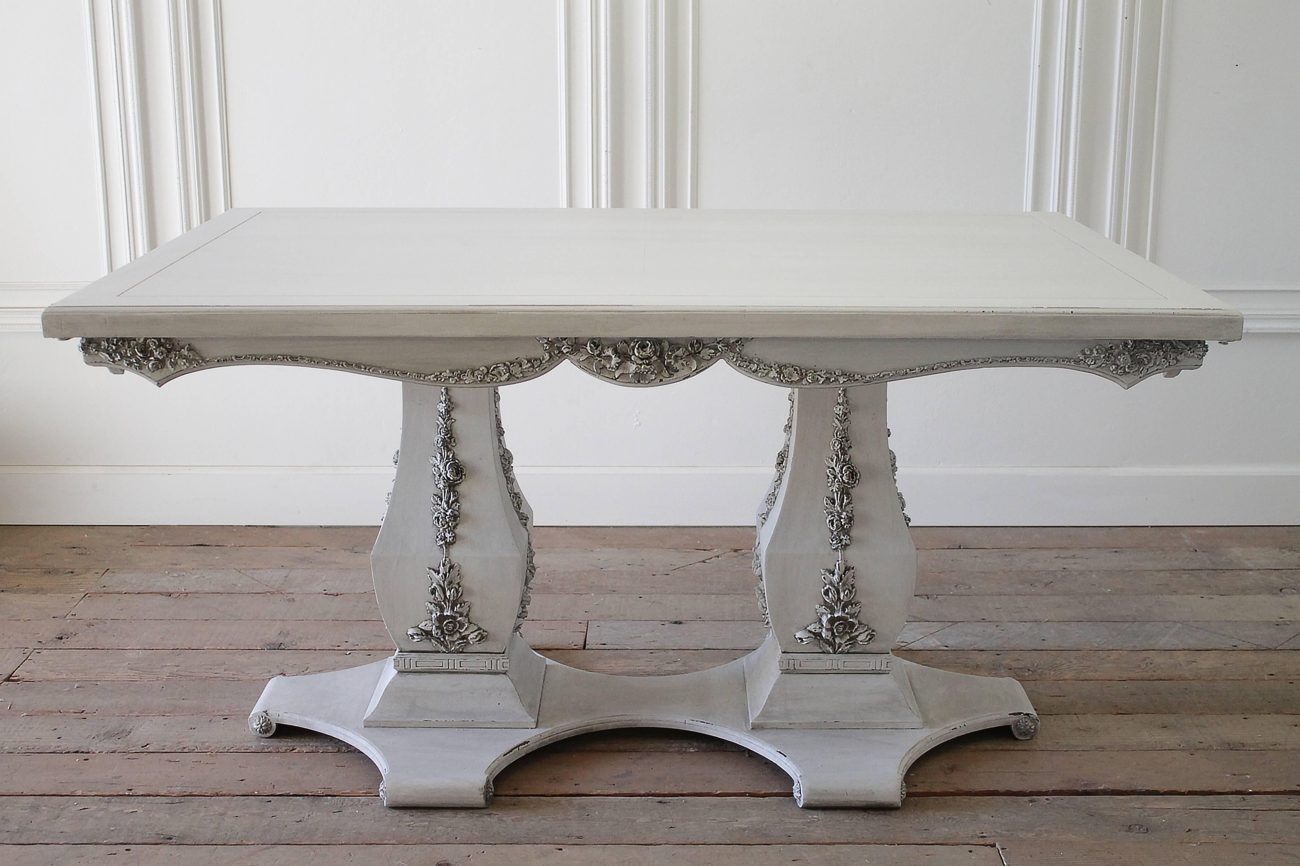 white double pedestal dining table