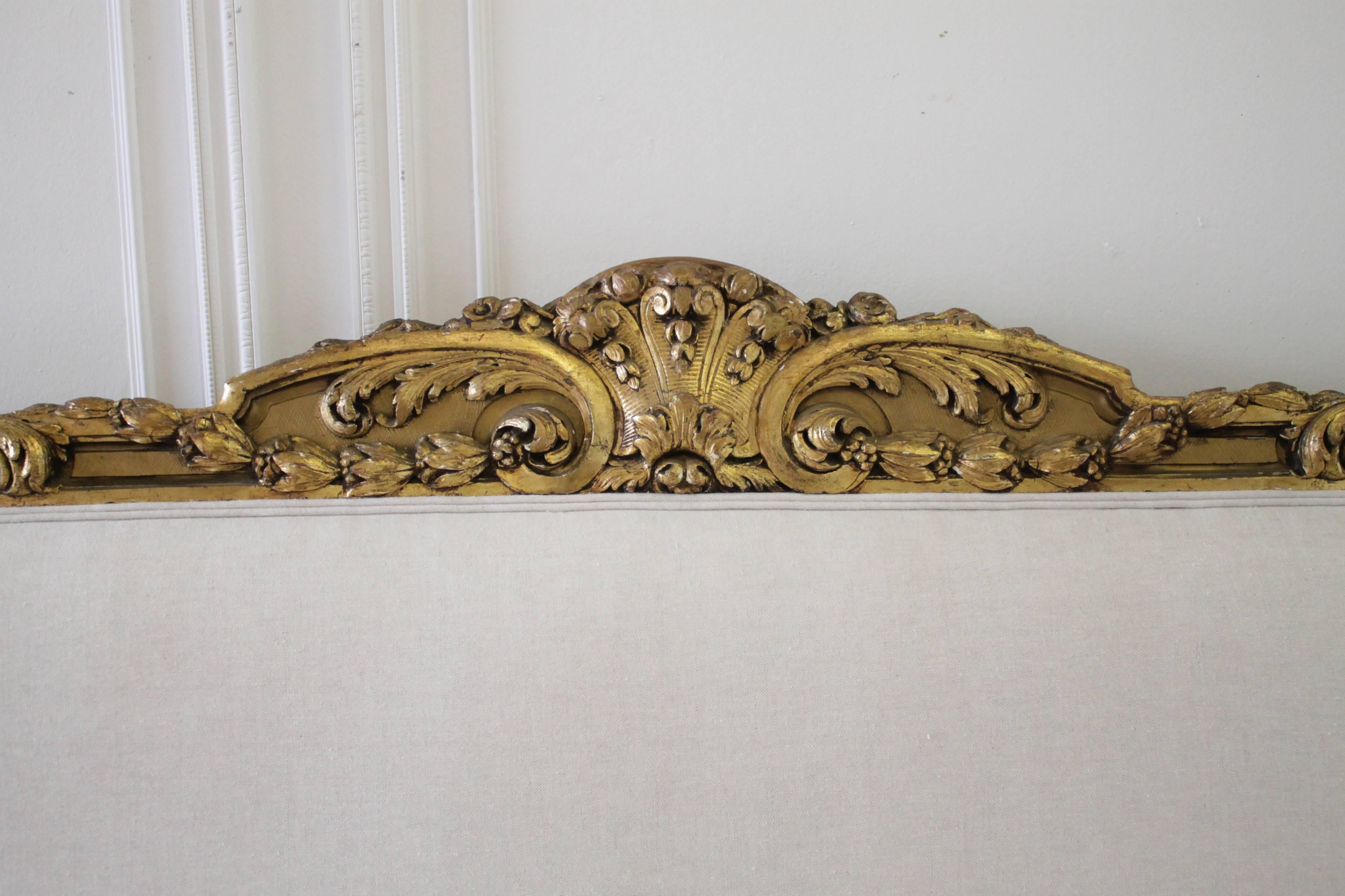 French 19th Century Carved Giltwood Louis XV Style Settee