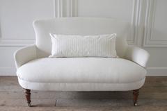 Vintage 20th Century Linen Upholstered Loveseat Settee