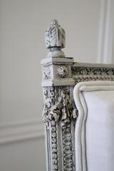 Pair of 19th Century Painted Rose Carved Louis XVI Style Side Chairs
