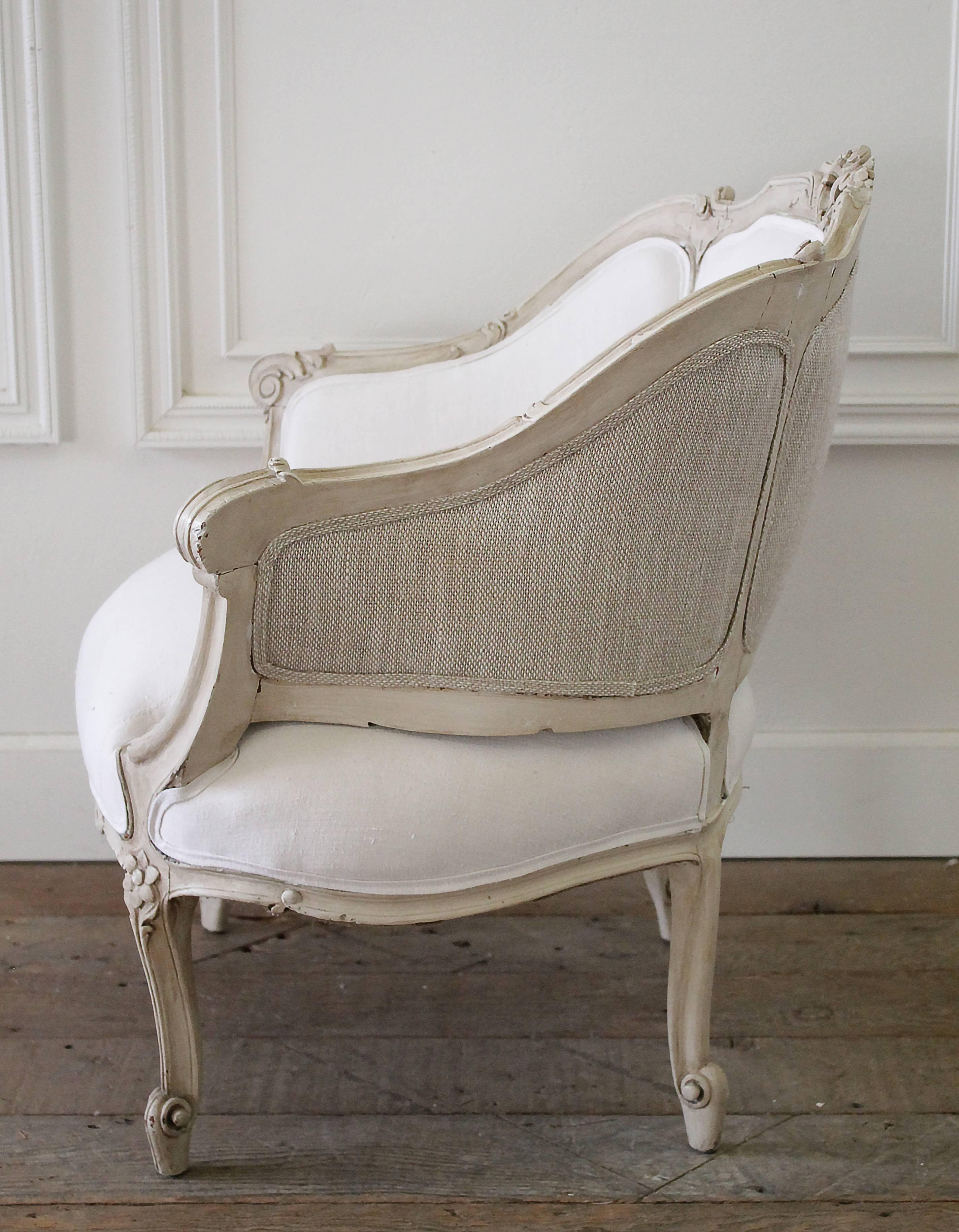 19th Century Marquis Carved and Painted Louis XV Style Chair 1