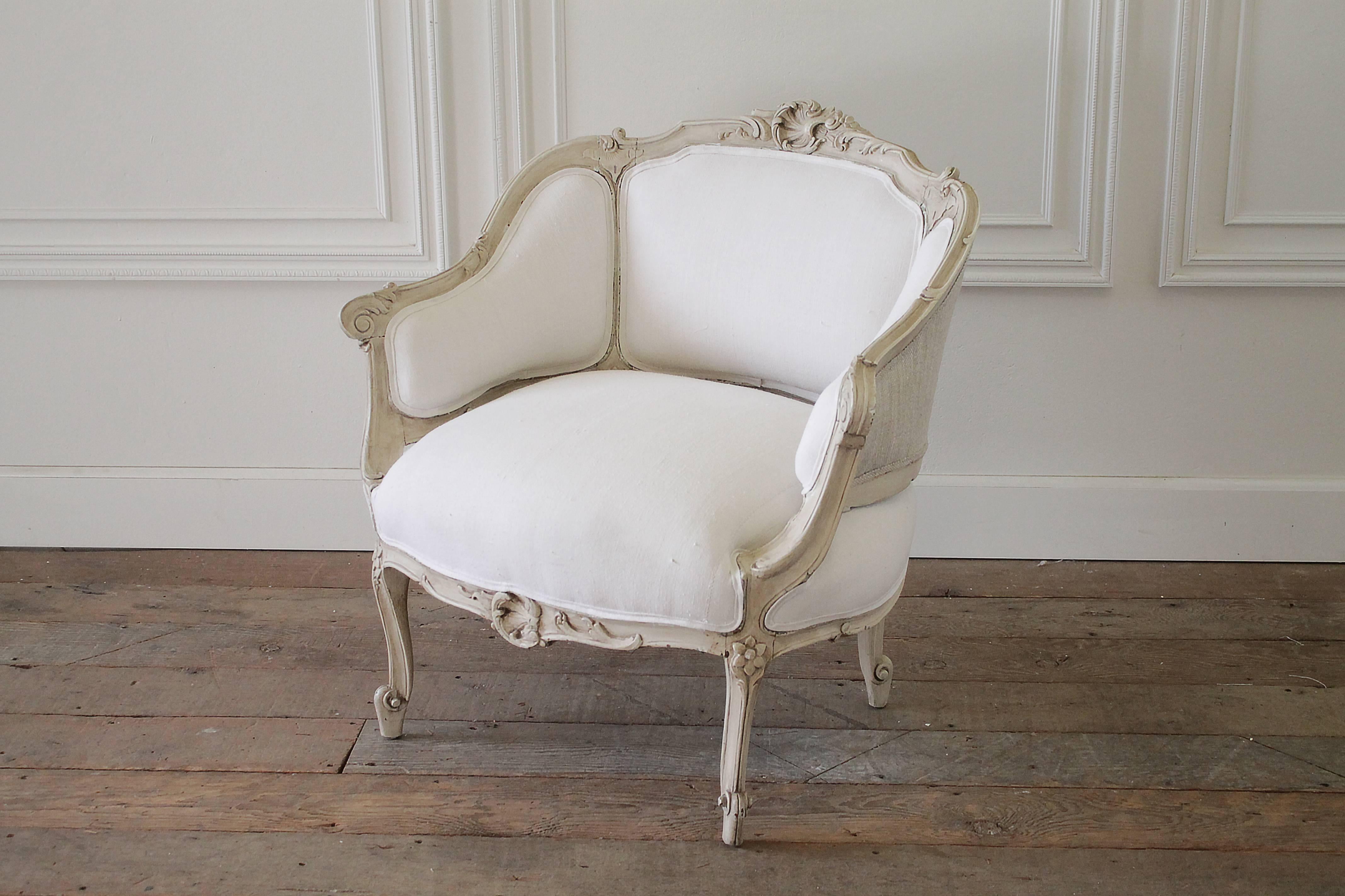19th Century Marquis Carved and Painted Louis XV Style Chair 4