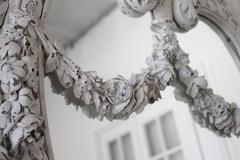 20th Century Large Painted and Carved Trumeau Mirror with Rose Swags