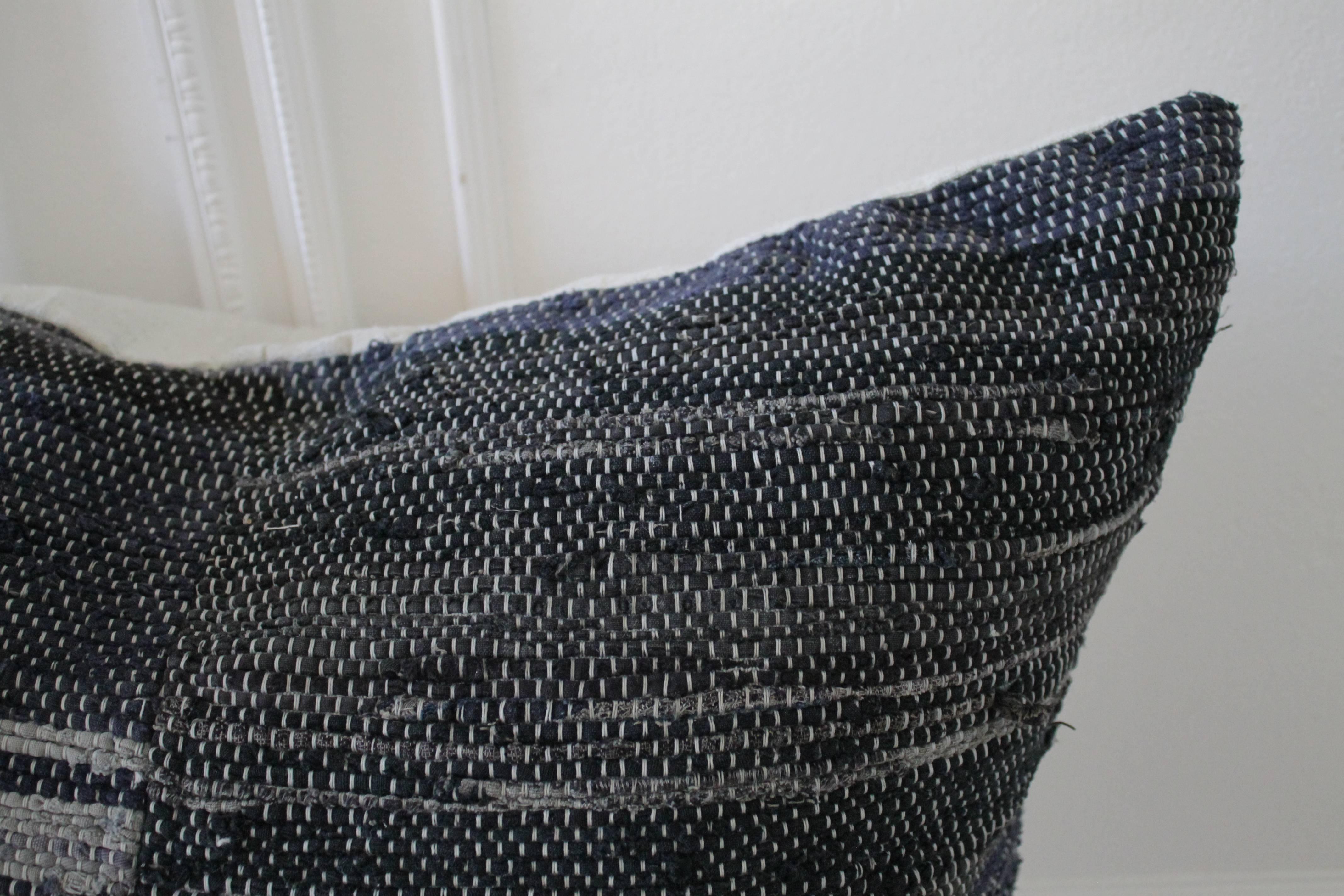One of a Kind Vintage European Indigo Pillows Pair In Good Condition In Brea, CA