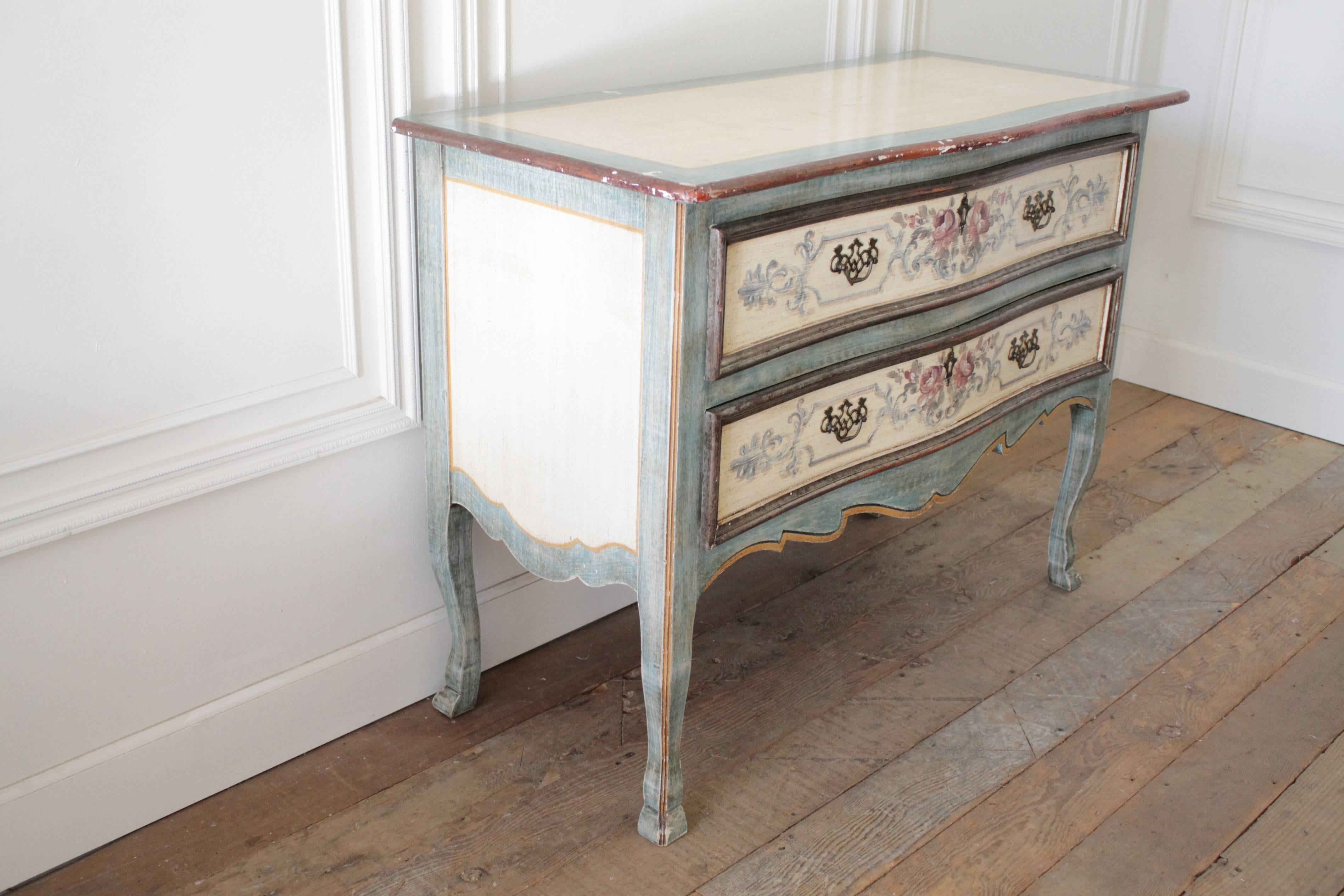 Vintage Italian Hand-Painted Commode In Good Condition In Brea, CA