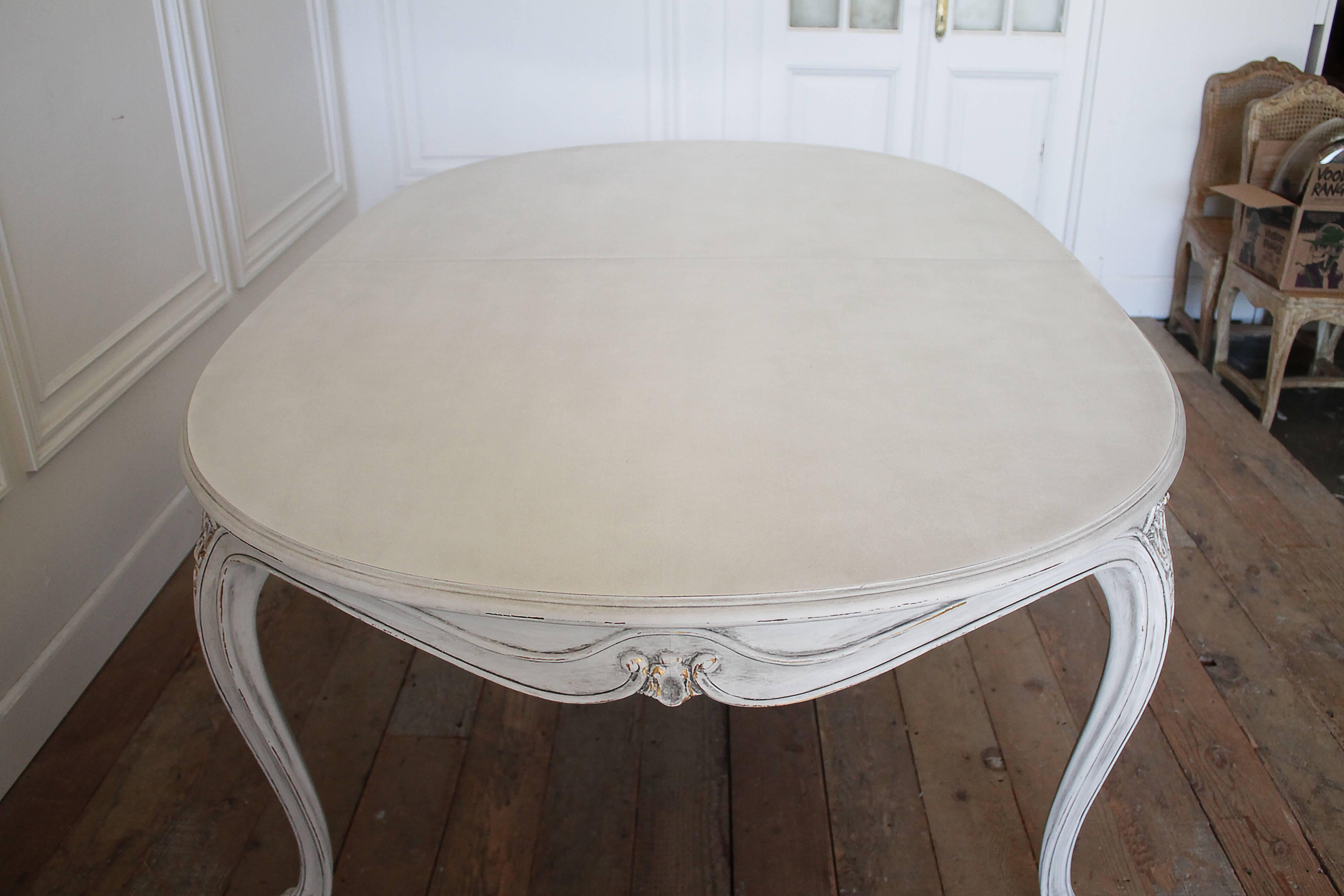 Large Karges Louis XV Style Dining Table with Three Leaves in Painted Finish 1