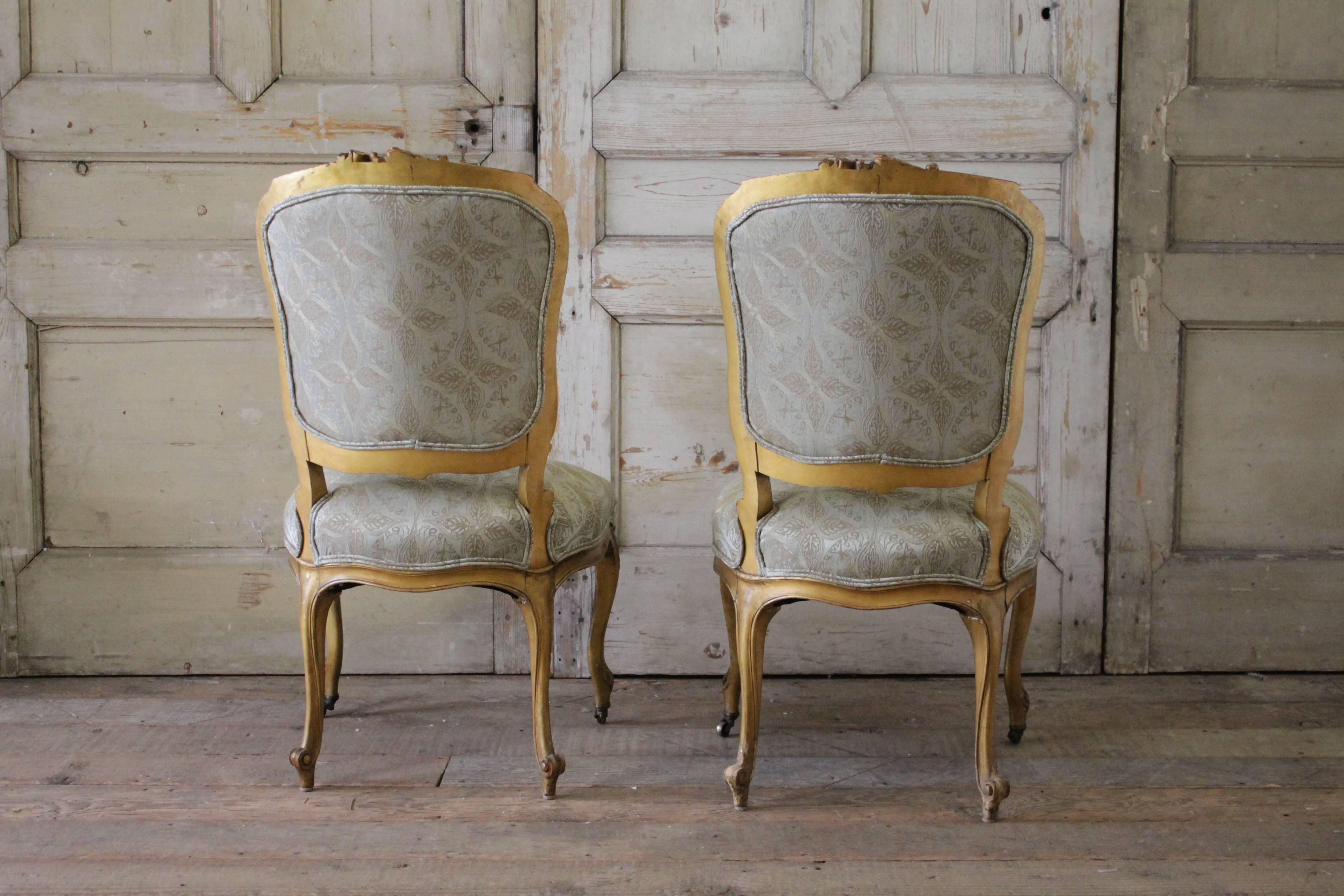 Late 19th Century Pair of 19th Century Louis XV Carved and Upholstered Giltwood Chairs