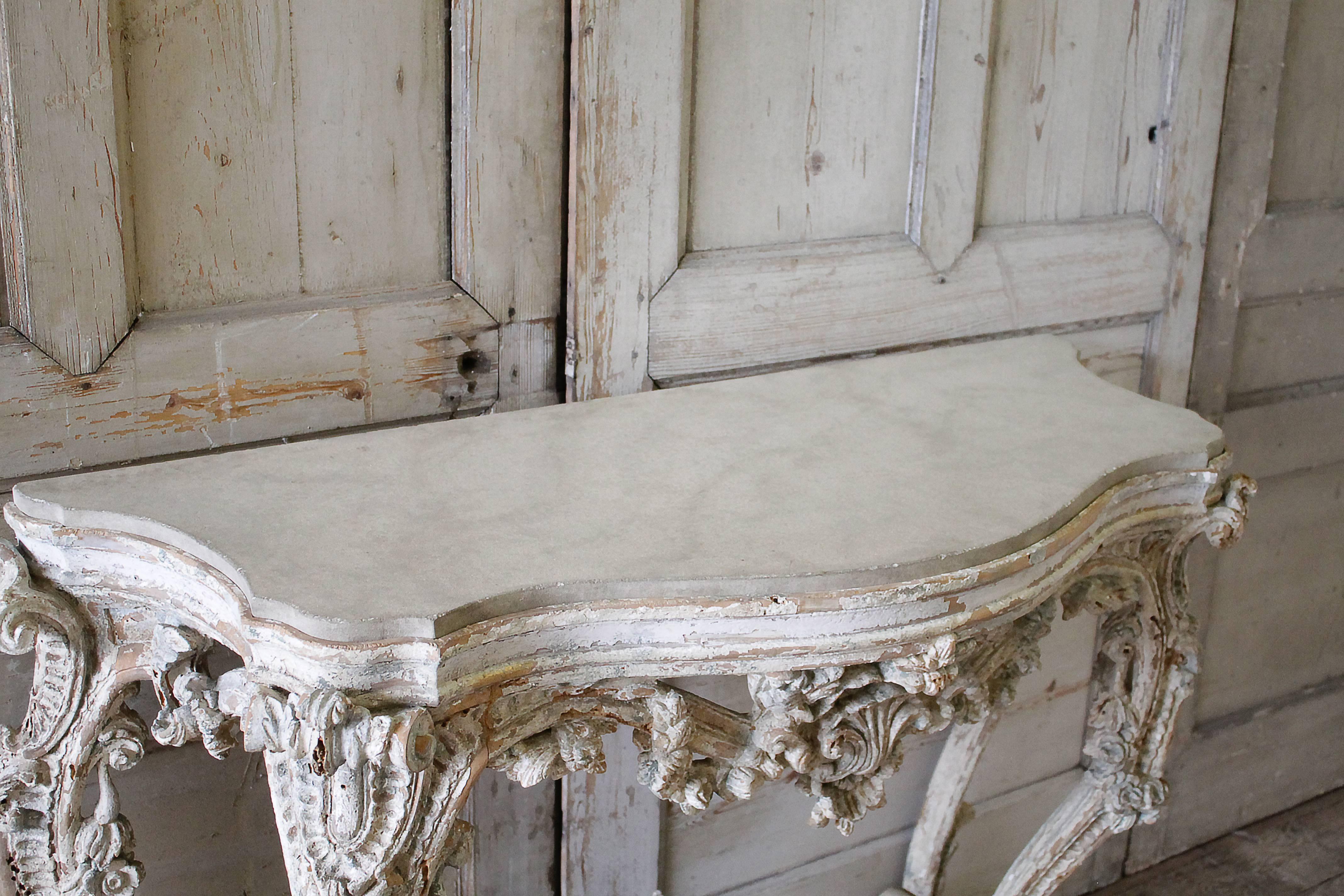 Rococo Early 19th Century Louis XV Style French Patinated Freestanding Console