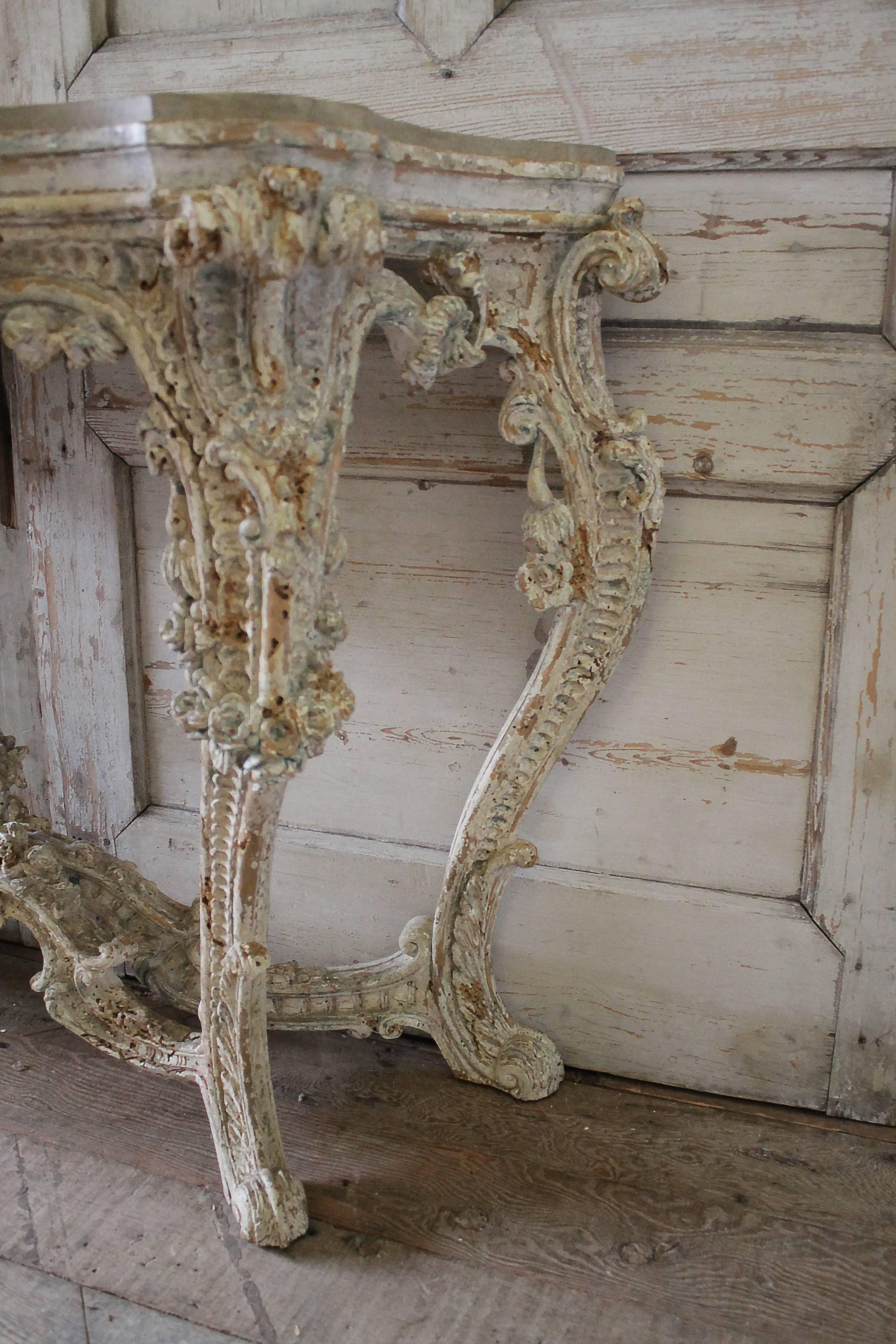 Wood Early 19th Century Louis XV Style French Patinated Freestanding Console