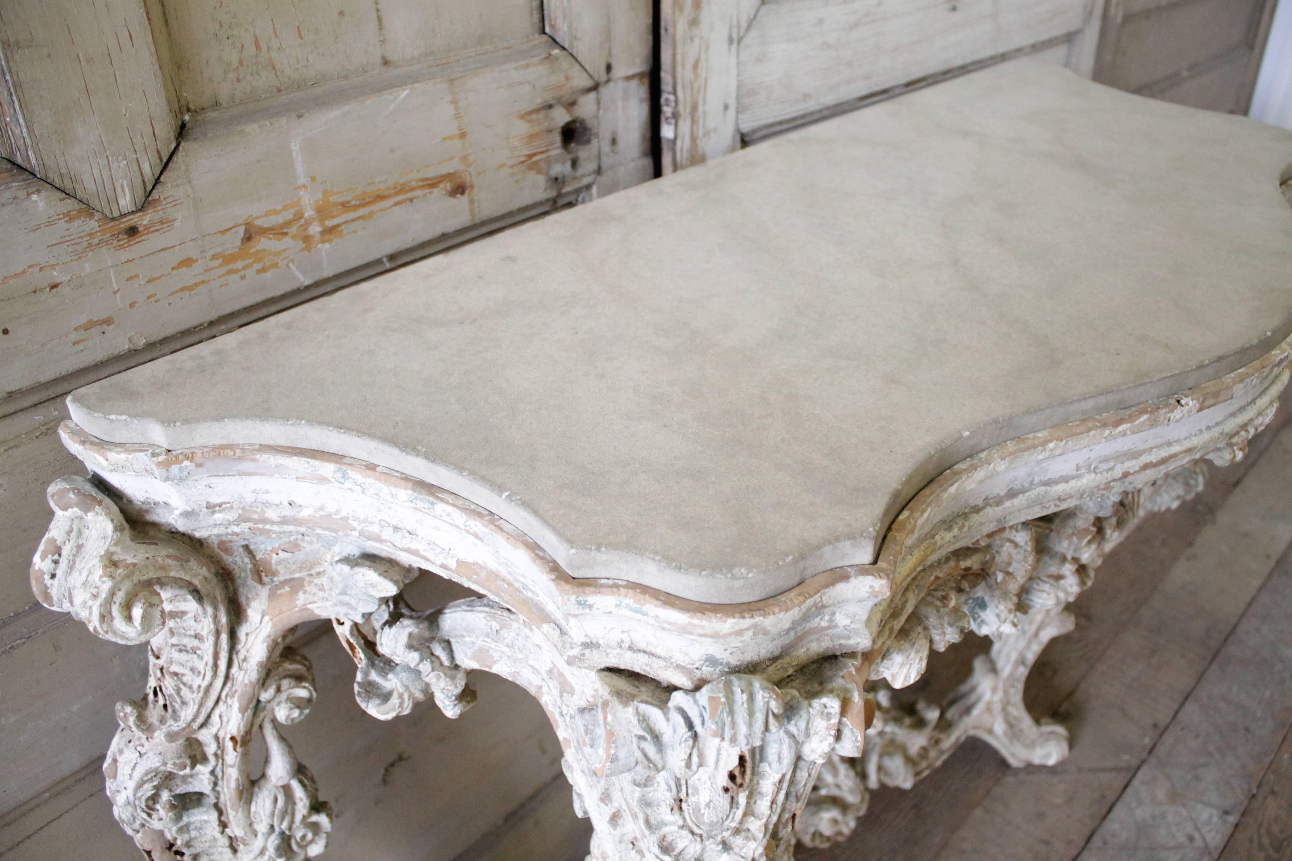 Early 19th Century Louis XV Style French Patinated Freestanding Console 2