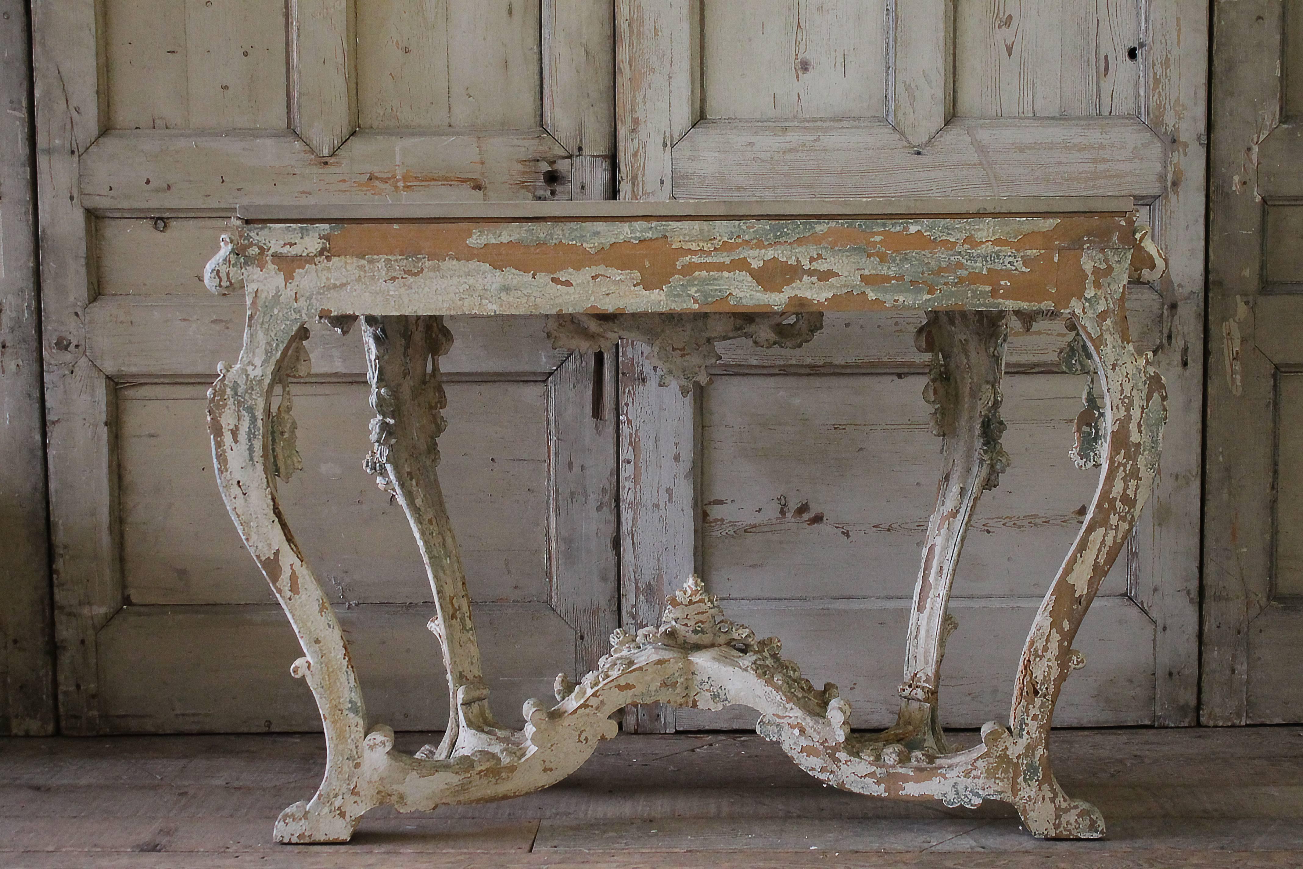 Early 19th Century Louis XV Style French Patinated Freestanding Console 3