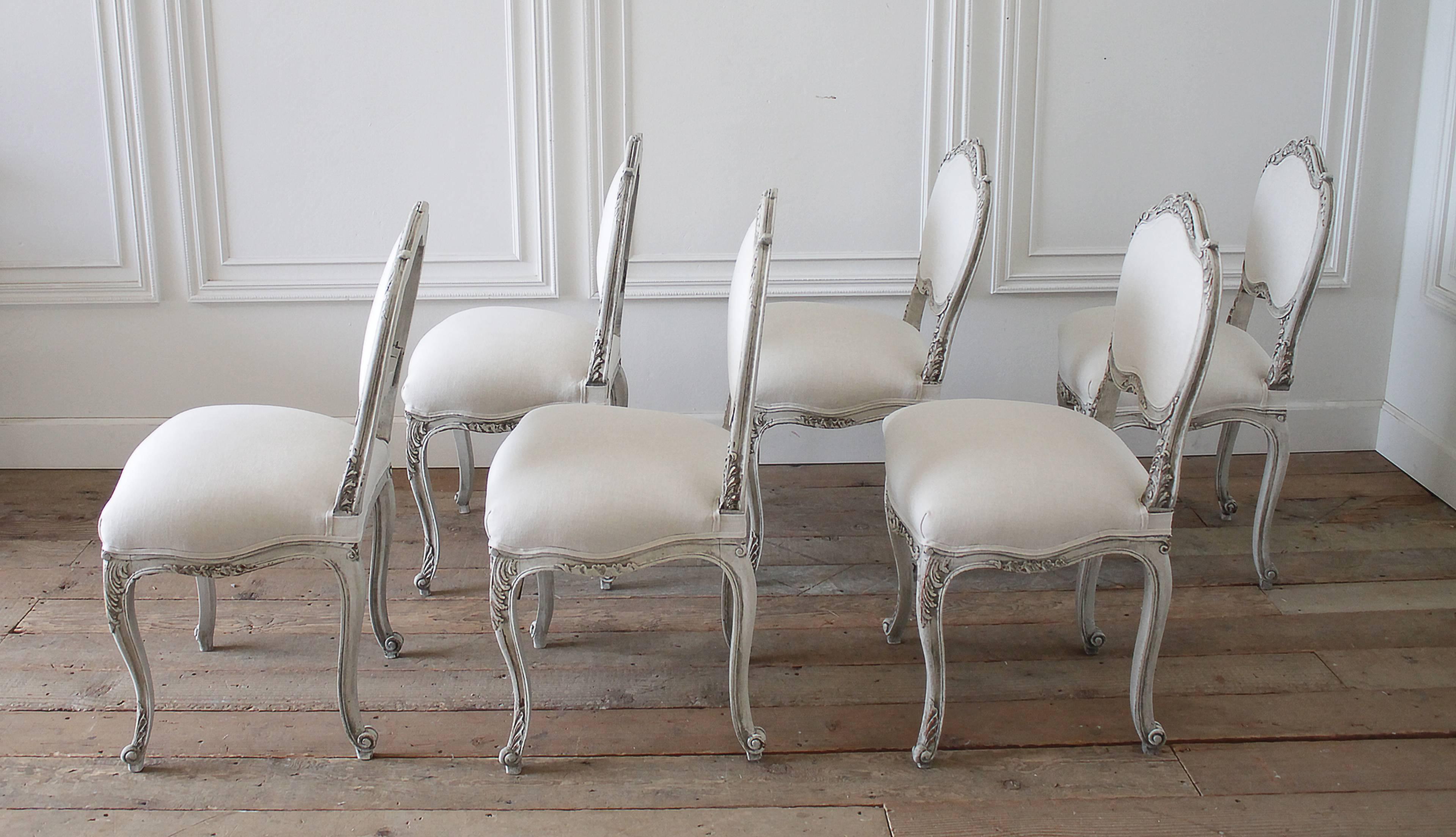 Carved Late 19th Century Set of 6 French Louis XV Dining Chairs