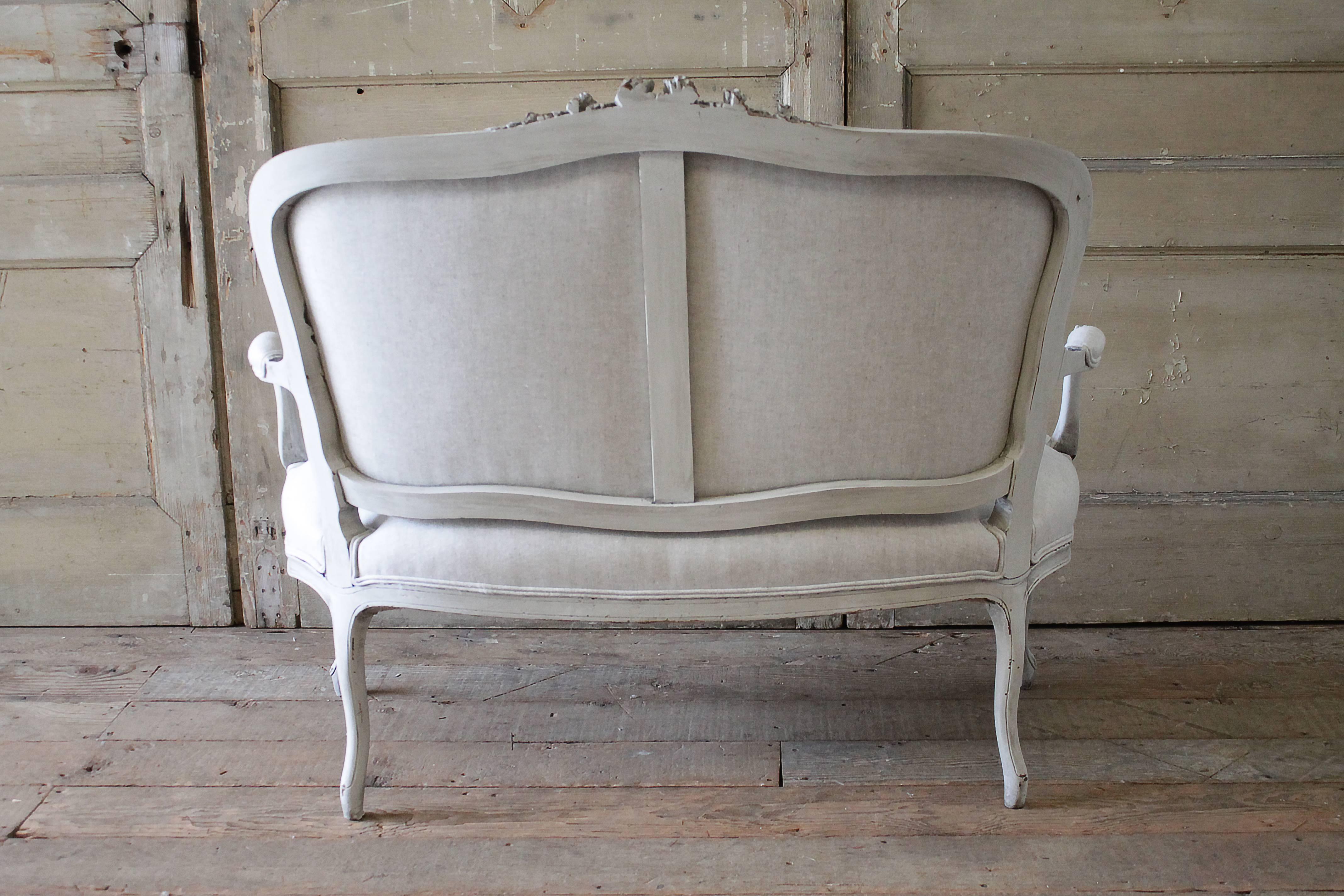 19th Century Hand-Carved and Painted Louis XV Style Settee 2
