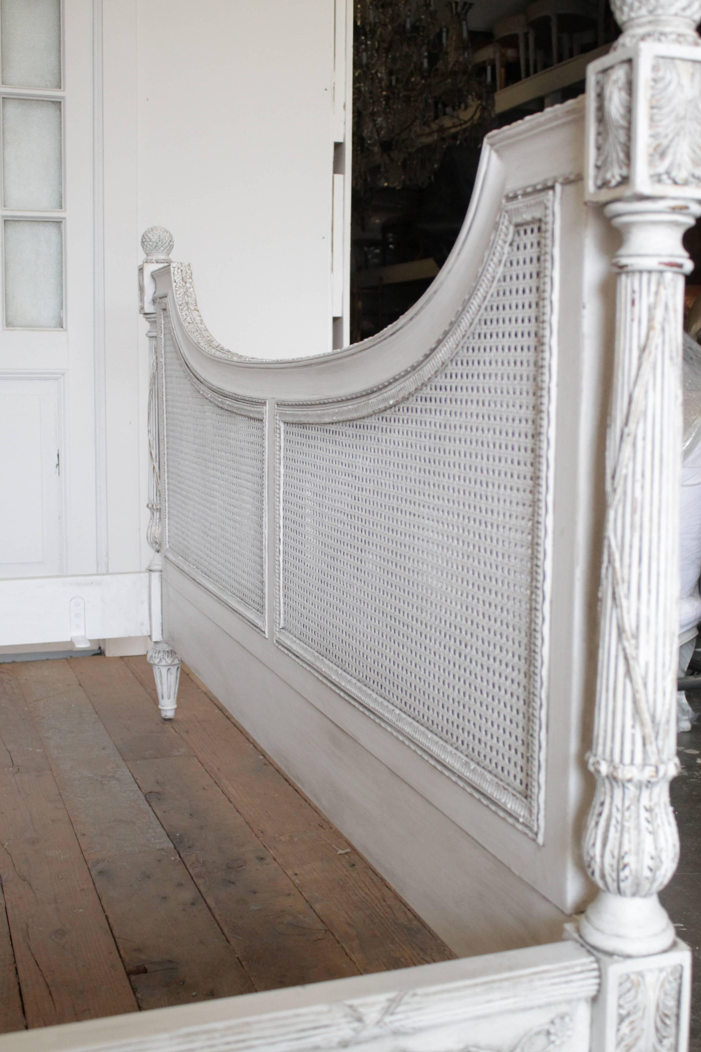 Painted Vintage King Size Double Caned French Style Bed