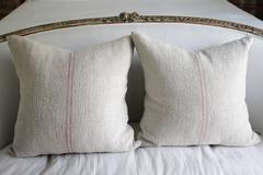 Antique French Grain Sack Linen Pillows