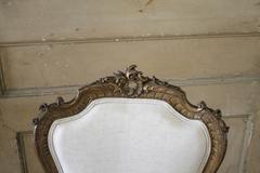 19th Century Pair of French Louis XV Style Giltwood and Upholstered Armchairs