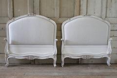 Pair of Vintage French Louis XV Style Twin Upholstered Beds