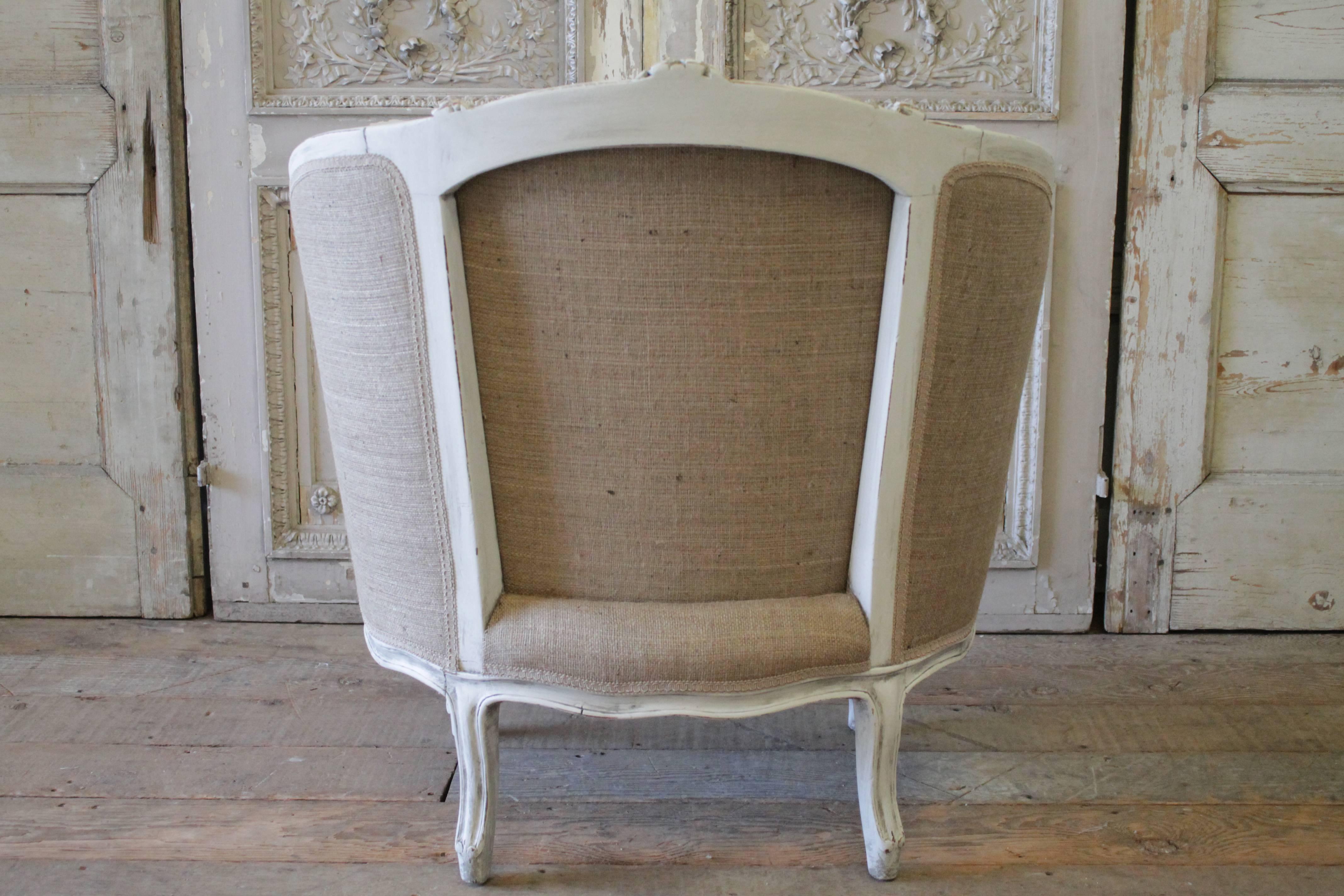 19th Century Louis XV Style Painted and Upholstered Barrel Chair