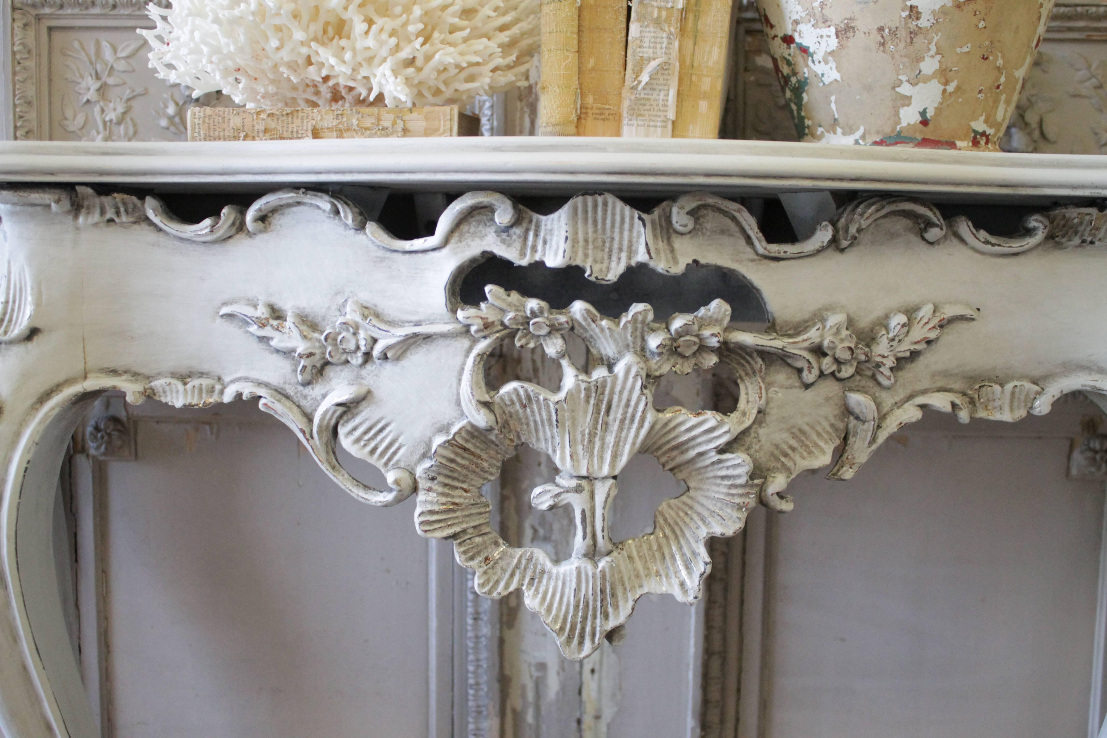 Wood Louis XV Style Painted Console Table