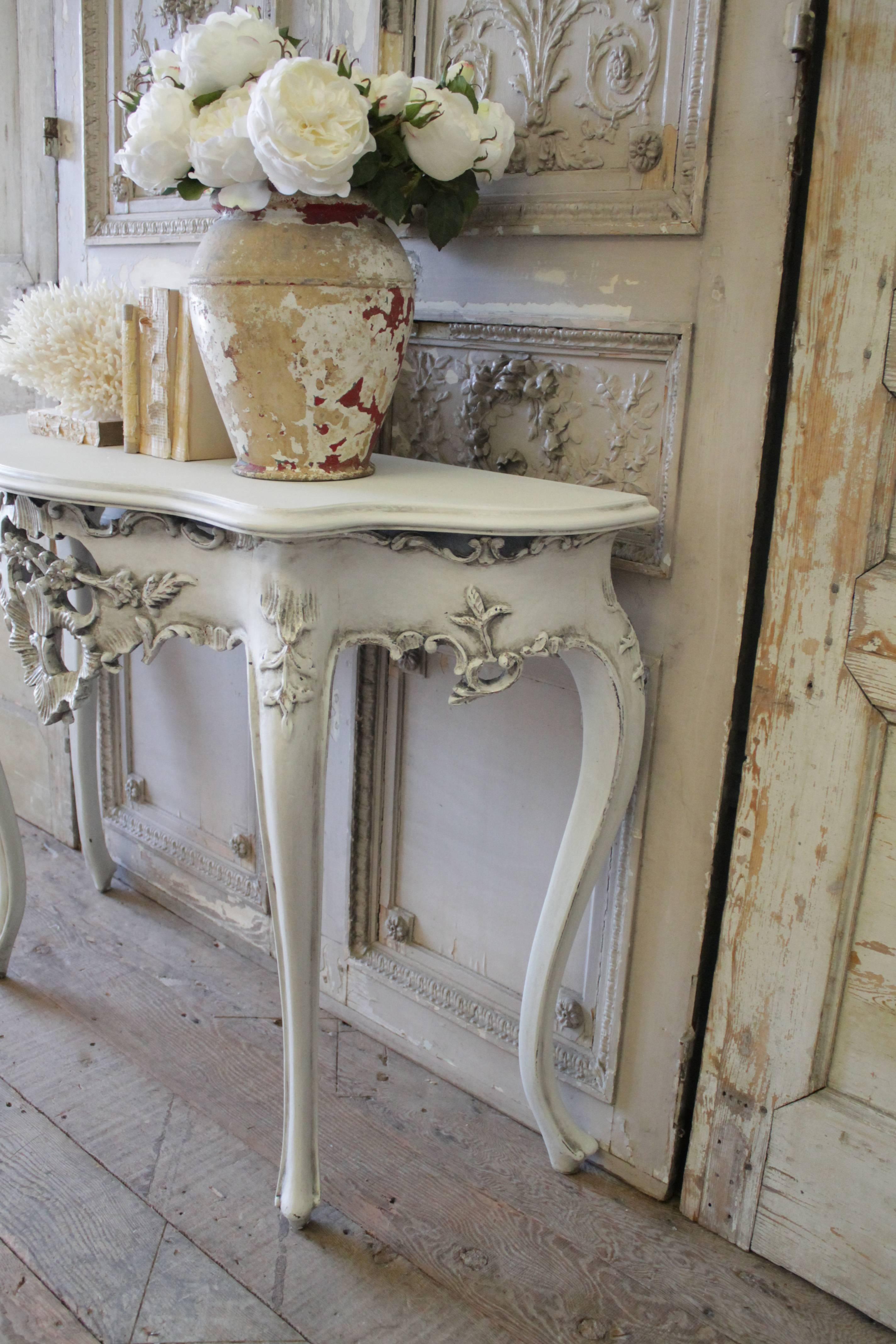 French Louis XV Style Painted Console Table