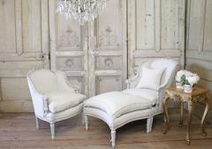 19th Century Louis XVI Style Duchesse Brisse Upholstered in Natural Linen